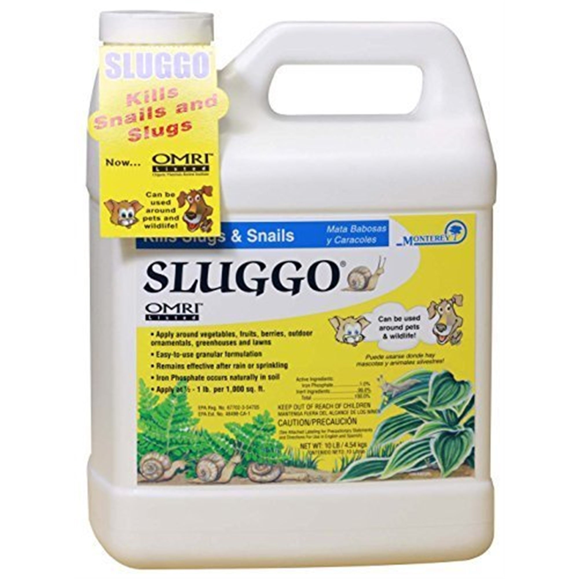 Monterey Sluggo Snail Bait Wildlife and Pet Safe Slug Killer- 10 Lb