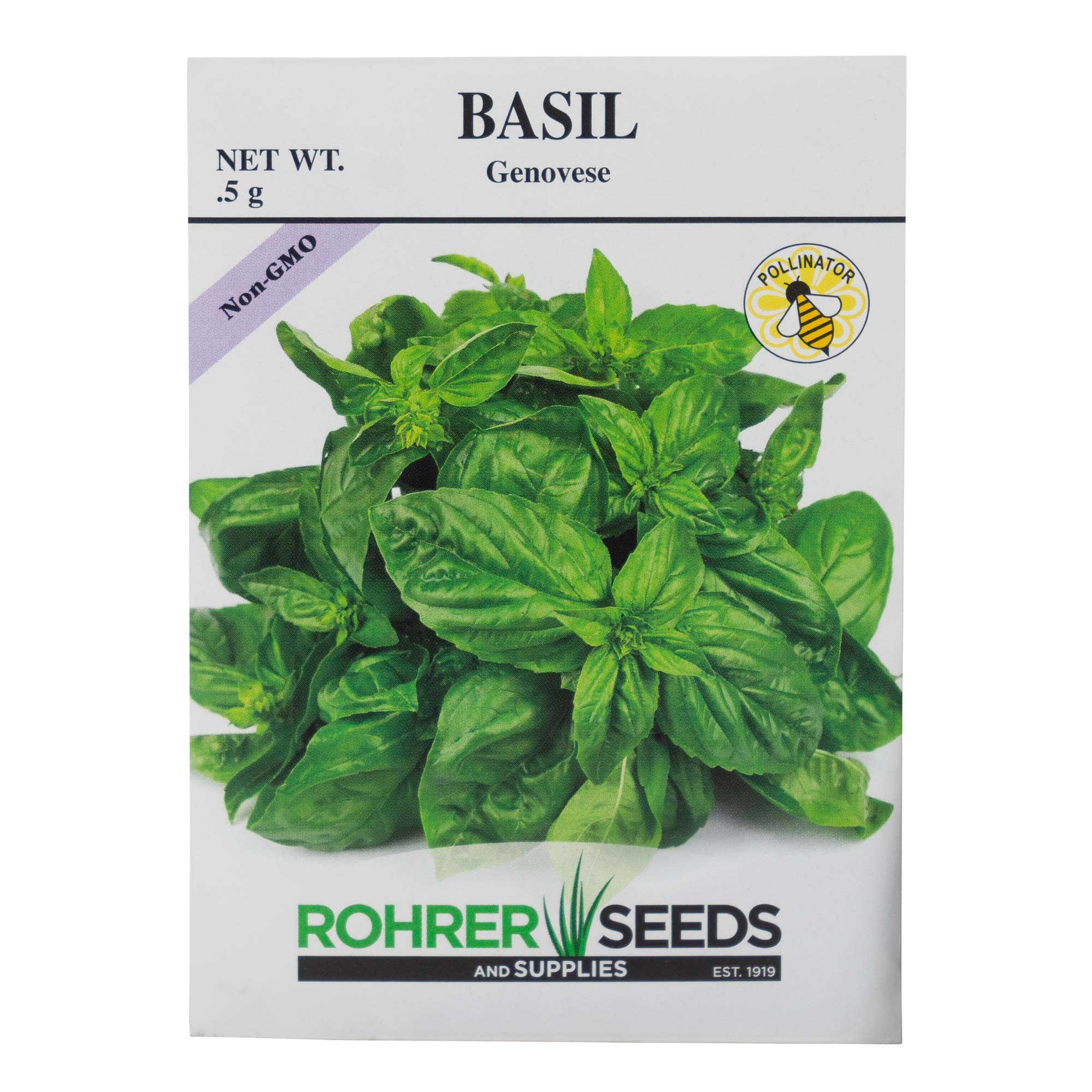 Rohrer's Seed Basil Non-GMO Genovese Seeds, 0.5 Gram Packet