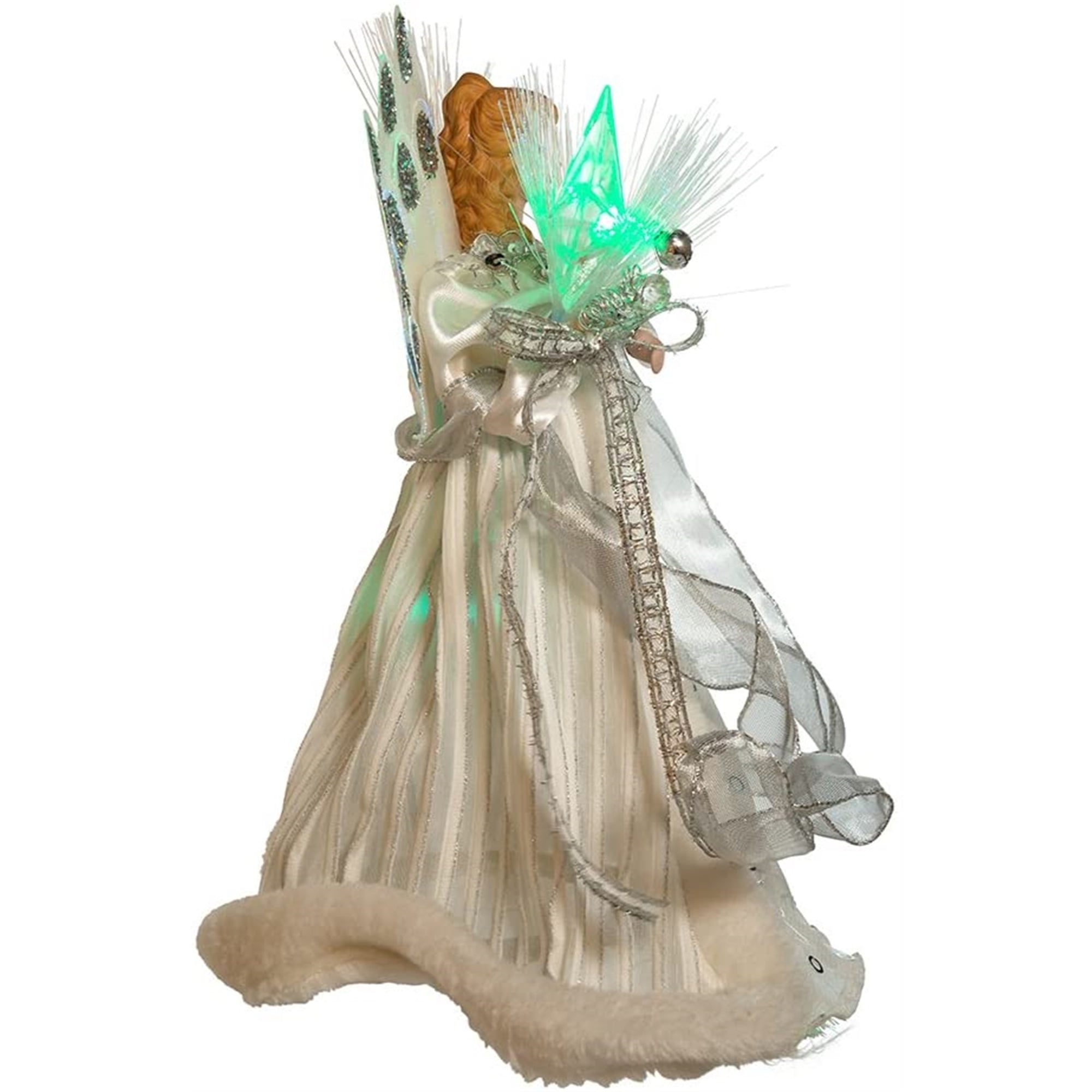 Kurt Adler (#UL1084) Fiber-Optic White and Silver Angel LED Lighted Treetop, 12"