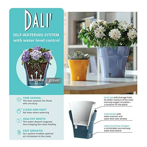 Decopots Plastic Round Modern Flower Pot with Drainage Planter, Olive Gray