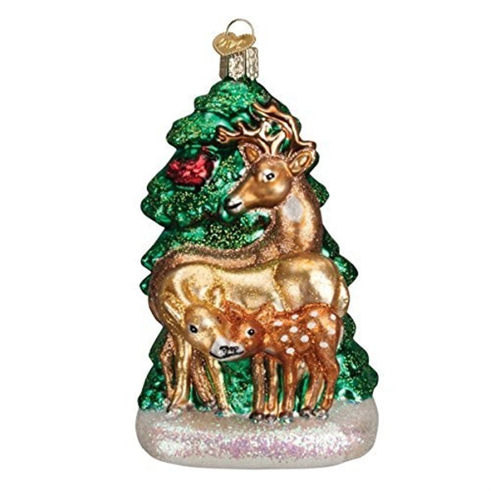 Old World Christmas Deer Family Glass Blown Ornament