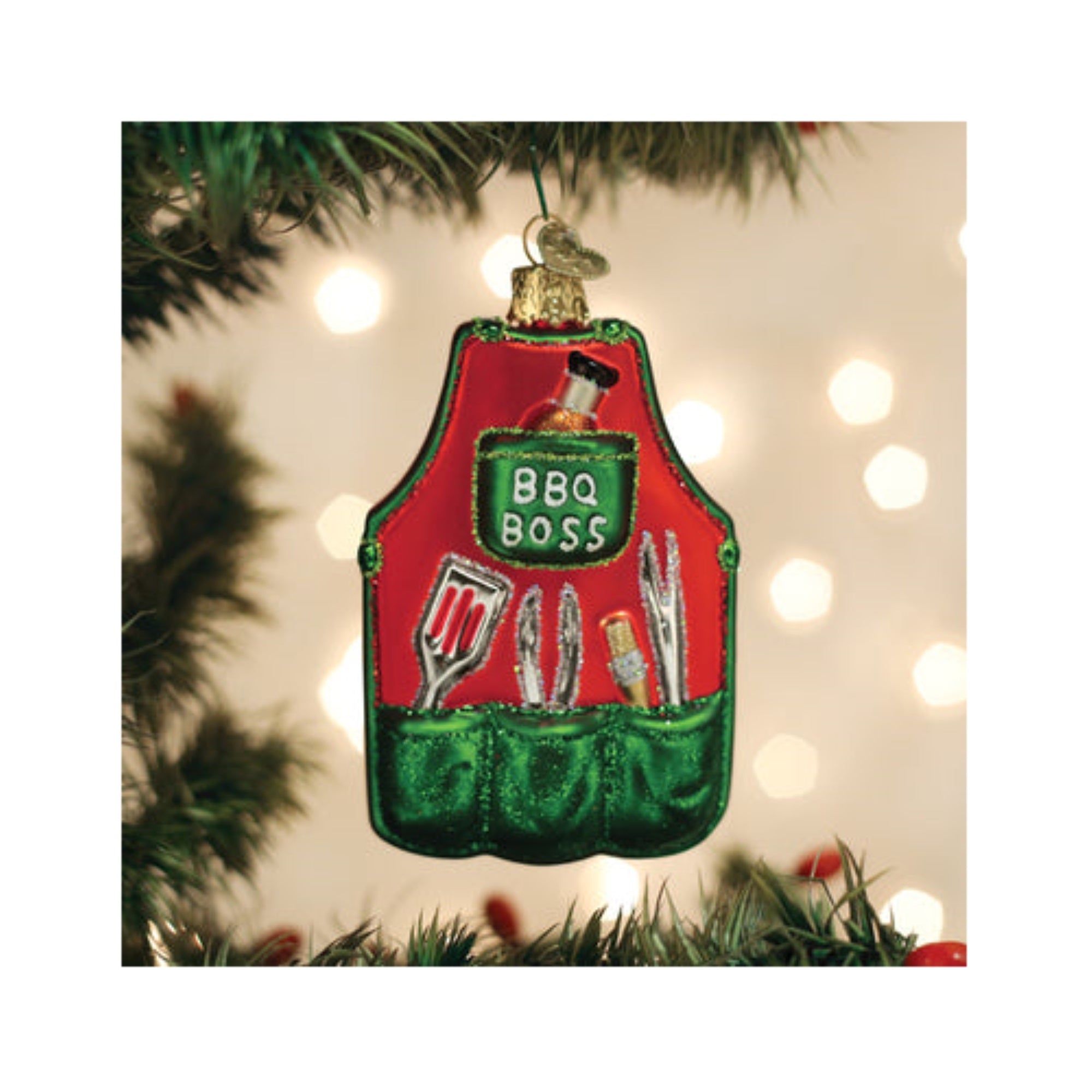 Old World Christmas Bbq Apron Blown Glass Holiday Ornament For Tree