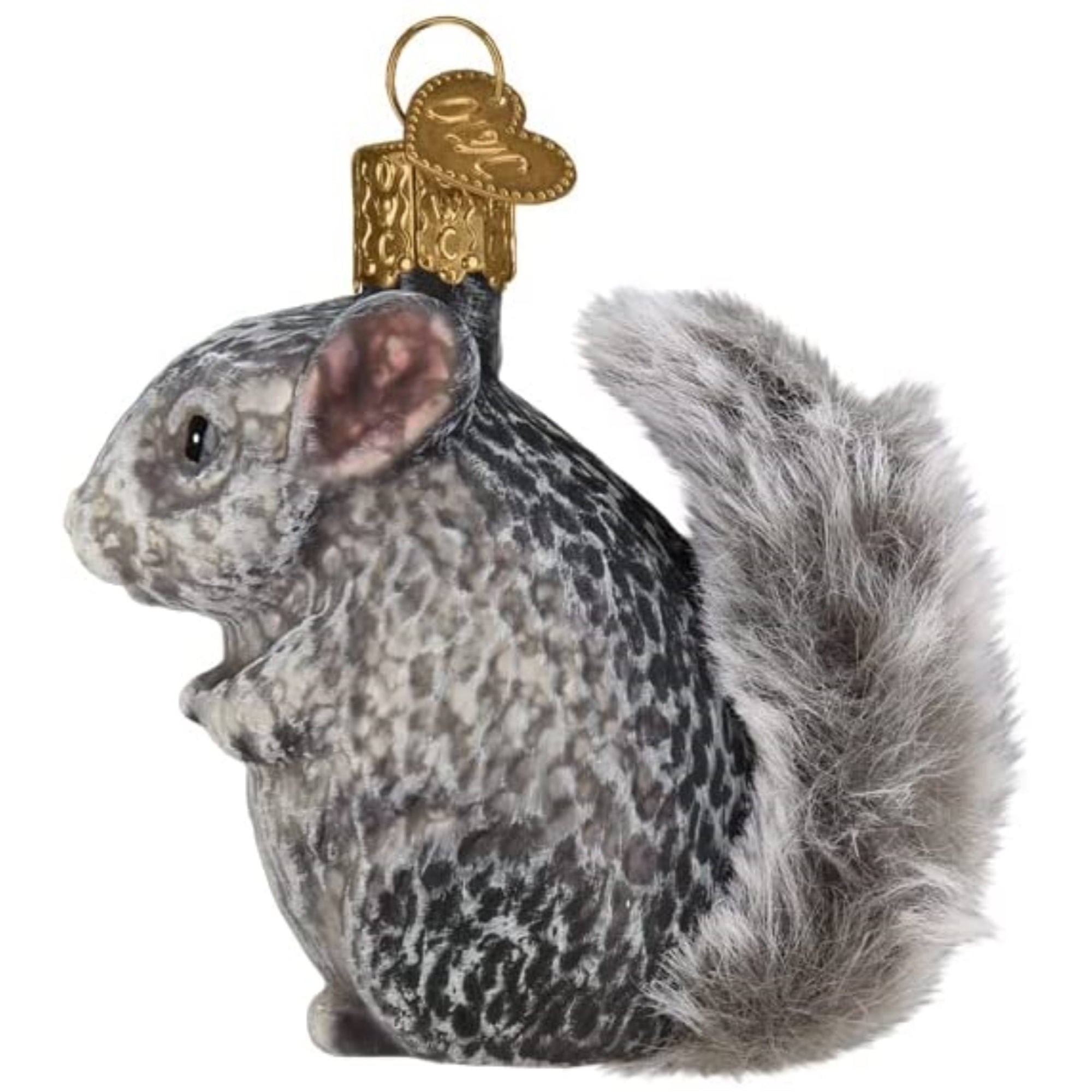 Old World Christmas Glass Blown Tree Ornament, Vintage Chinchilla