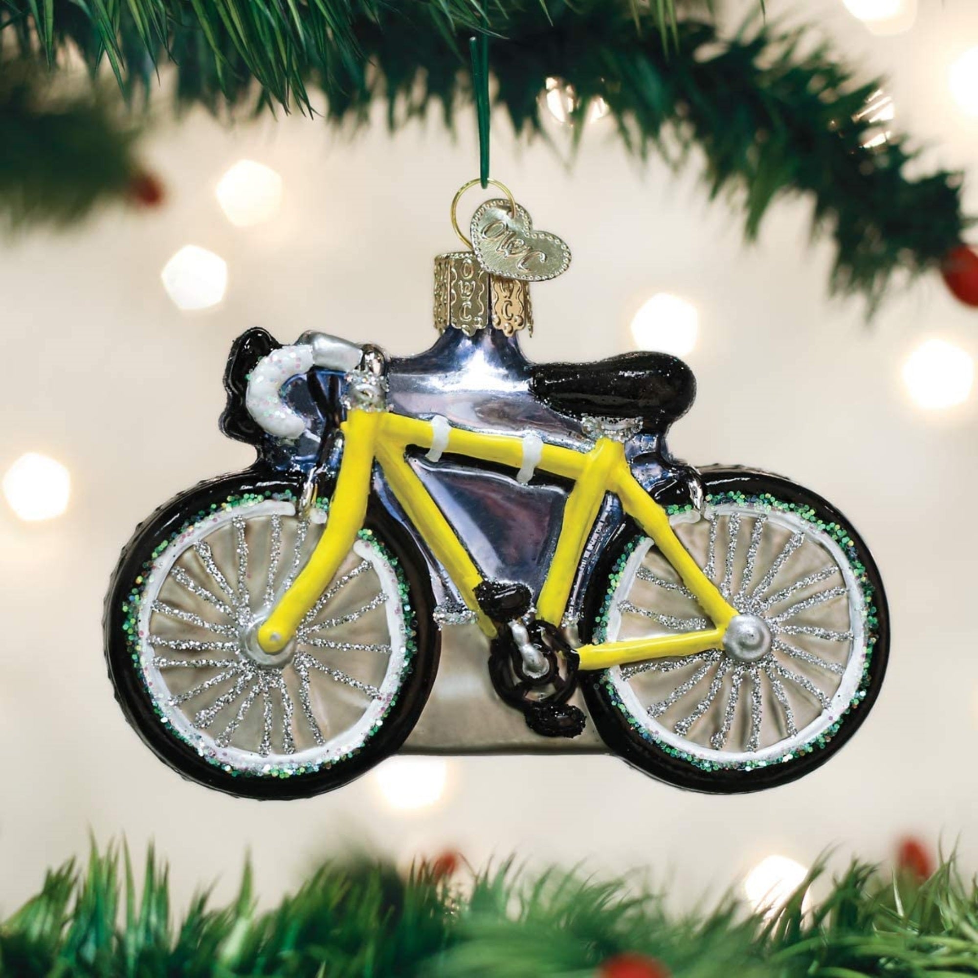 Old World Christmas Glass Blown Tree Ornament, Road Bike