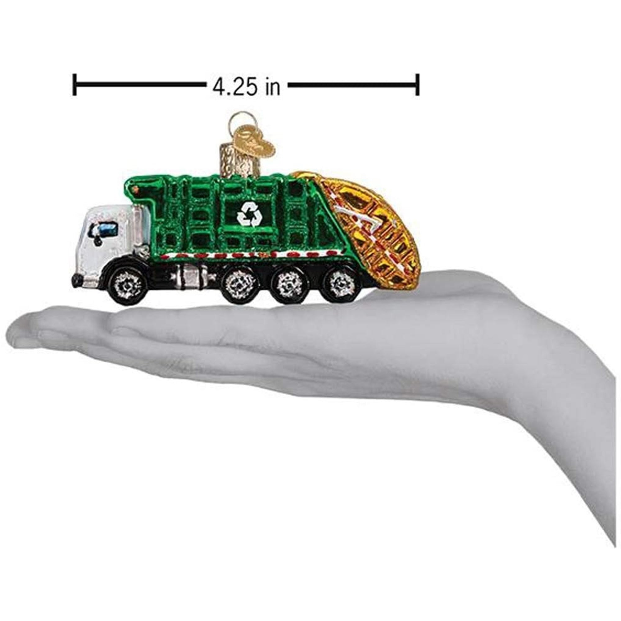 Old World Christmas Glass Blown Garbage Truck Ornament