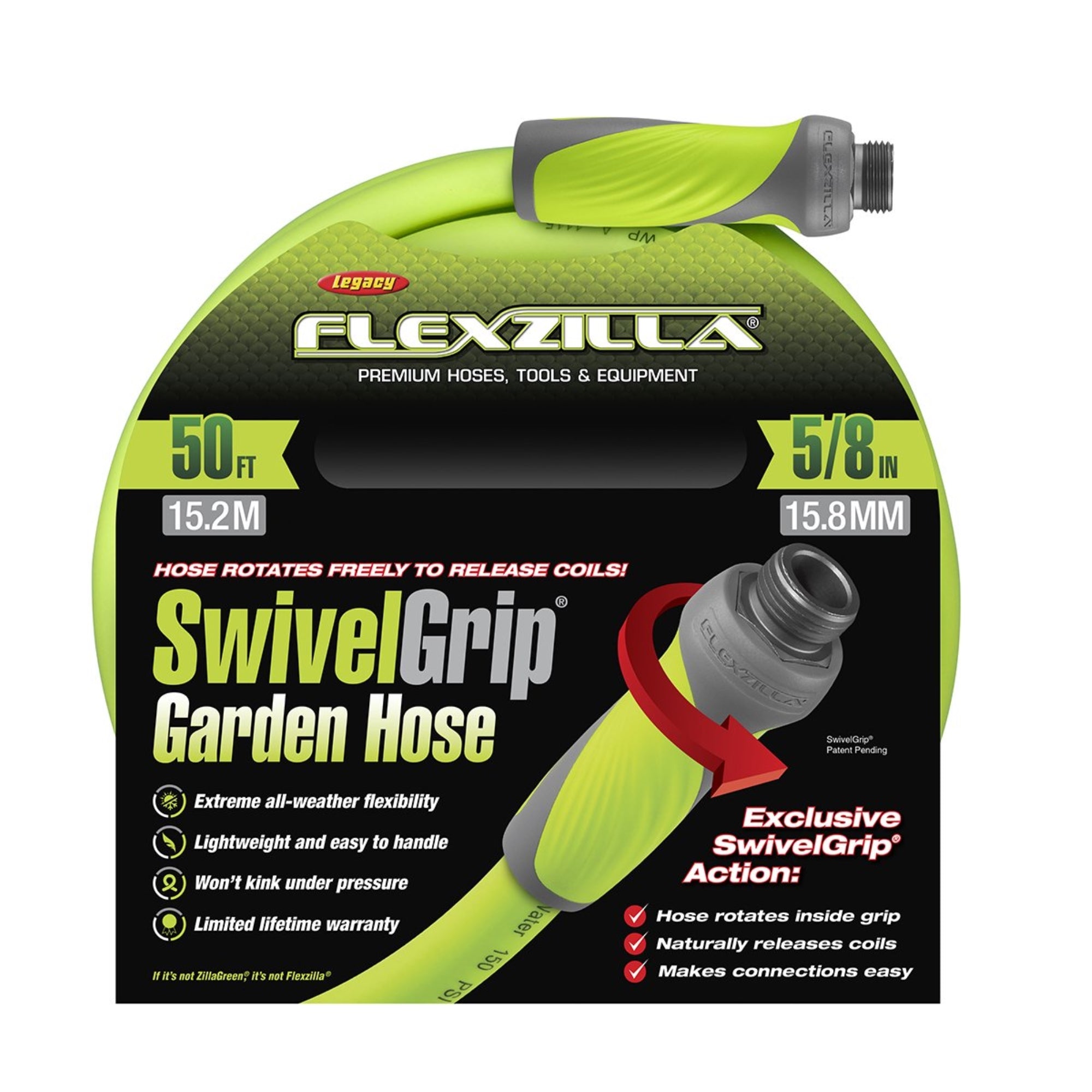 Flexzilla Garden Hose with SwivelGrip 50ft x 5/8inch