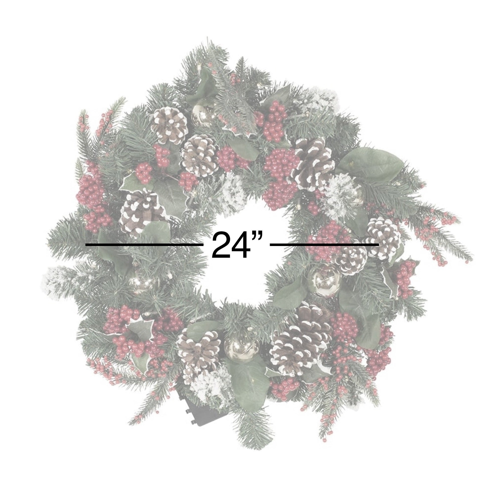 Kurt Adler Battery Operated Artificial Pre-Lit LED Holly, Berries and Pinecones Wreath Christmas Decoration, Green, 24"