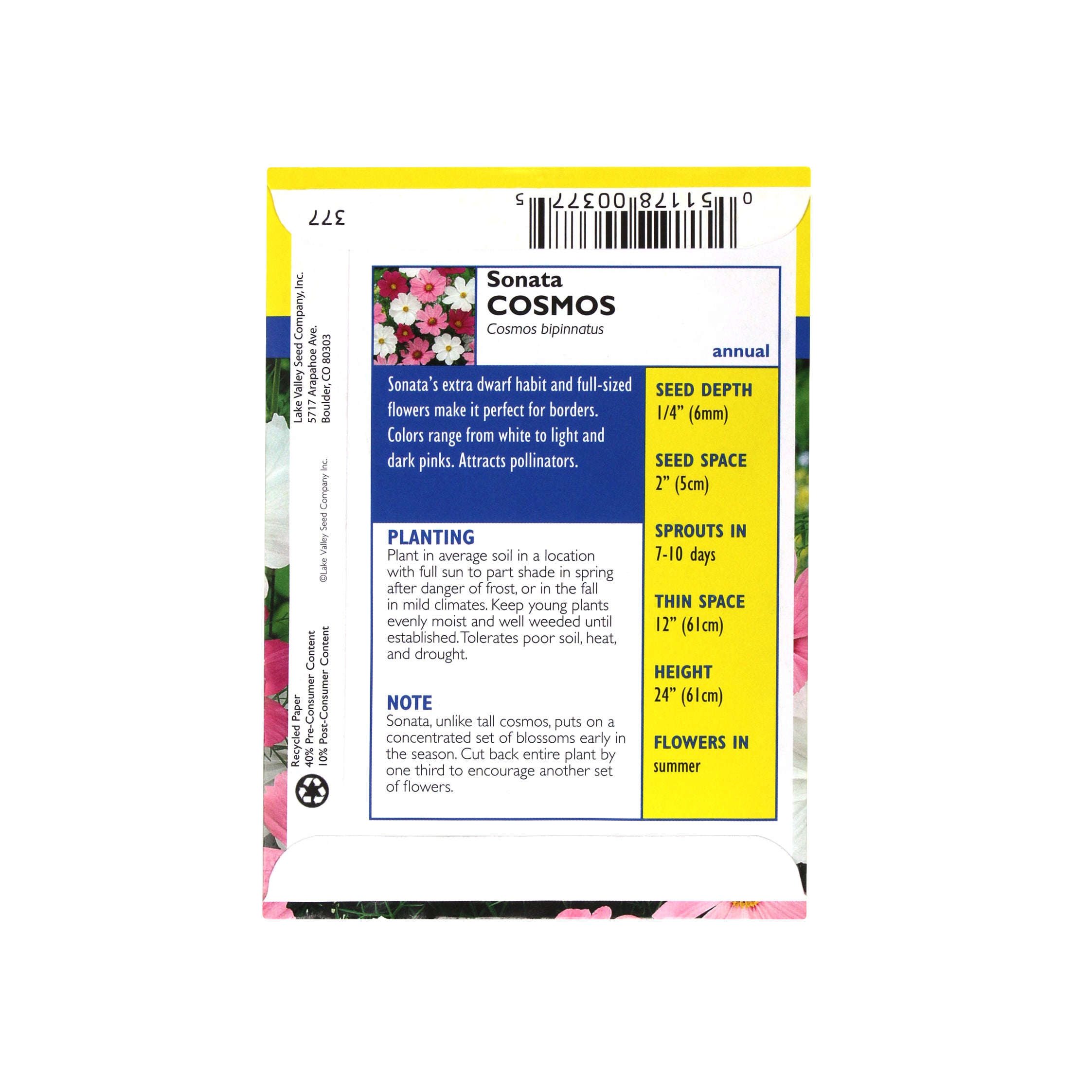 Lake Valley Seeds Cosmos Sonata Vegetable