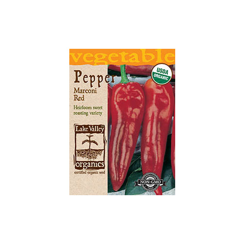 Lake Valley Seed Organic Pepper Sweet Marconi Red Heirloom, 0.30g