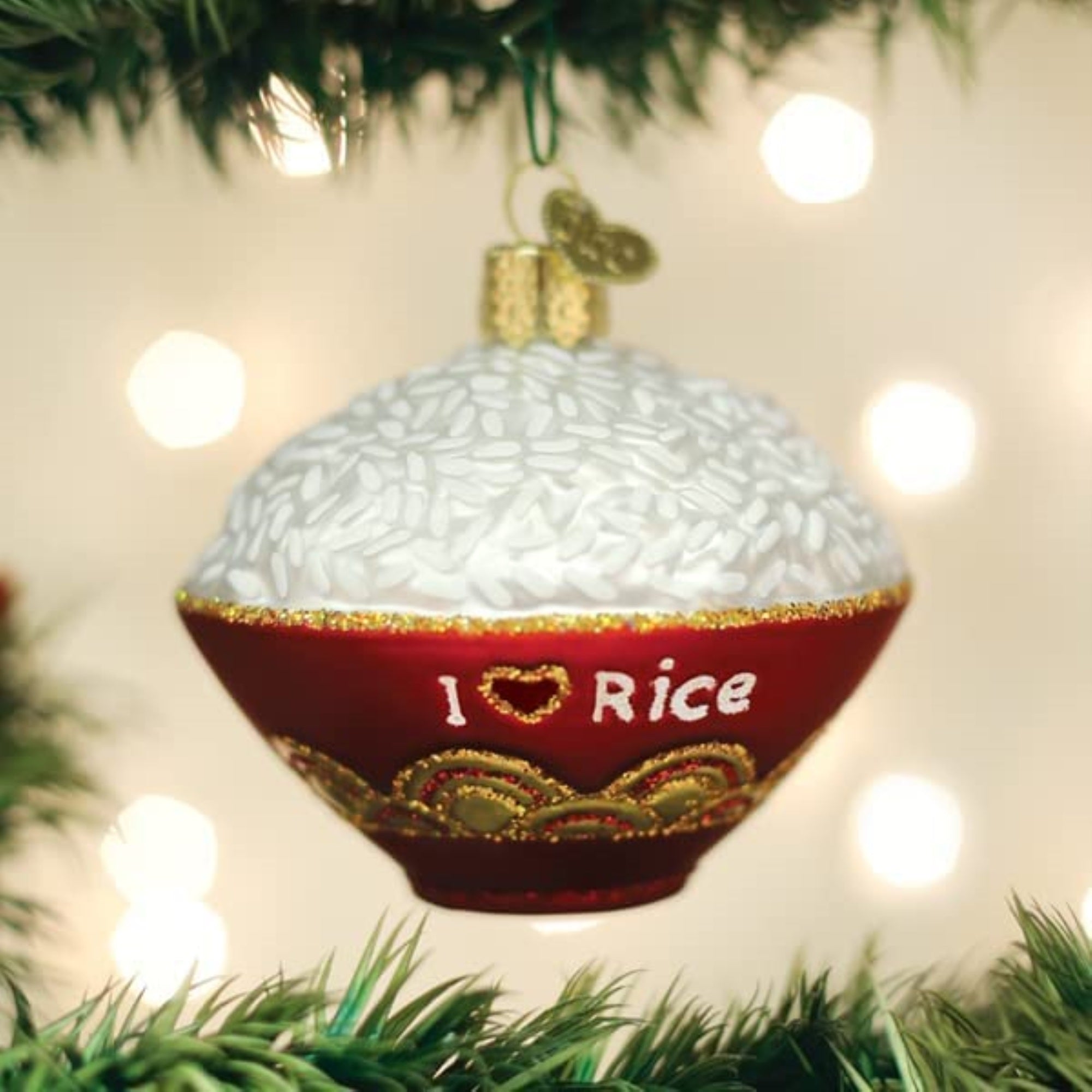 Old World Christmas Glass Blown Tree Ornament, Bowl of Rice