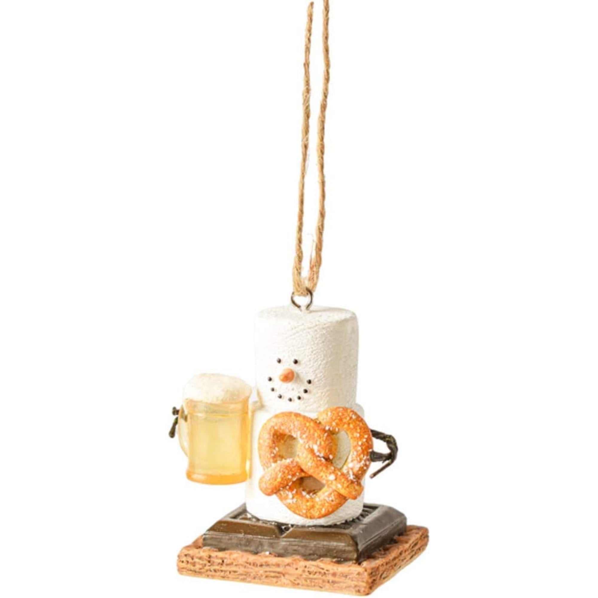 Ganz Smores Beer Pretzel Snowman Plastic Holiday Christmas Ornament