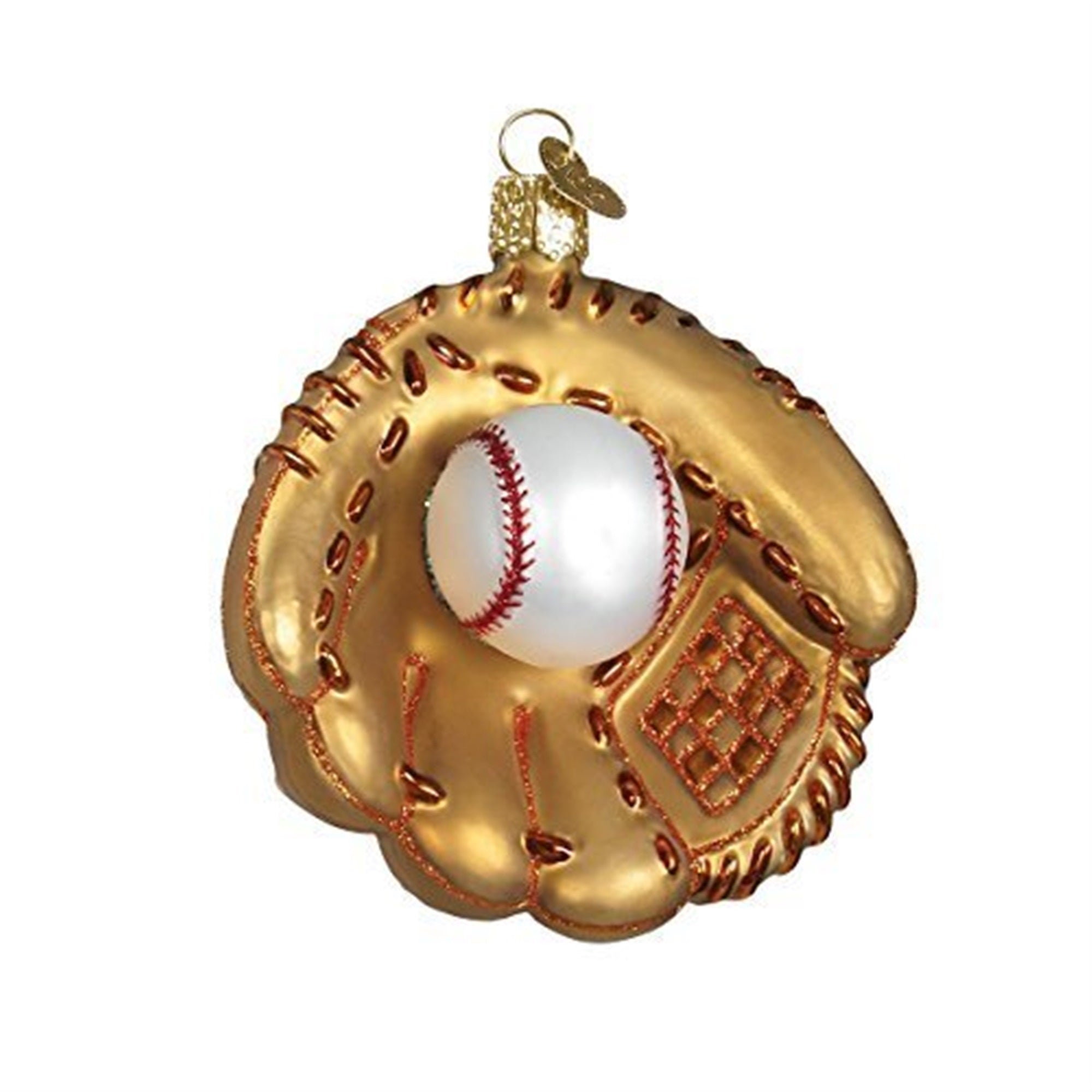 Old World Christmas Glass Blown Baseball Mitt Hanging Ornament