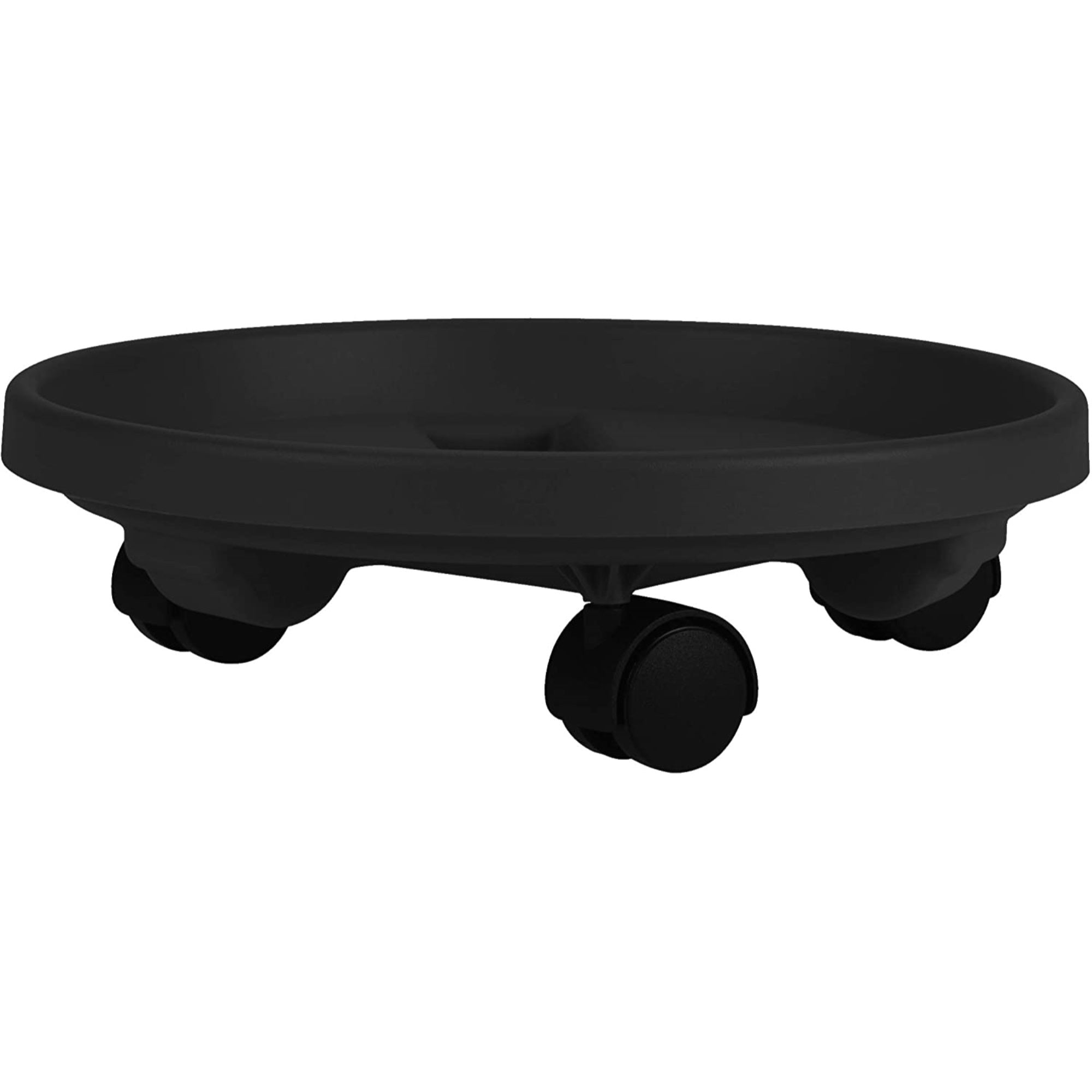 Bloem Plant Caddy with Saucer Tray and Wheels, Round, Black 14"