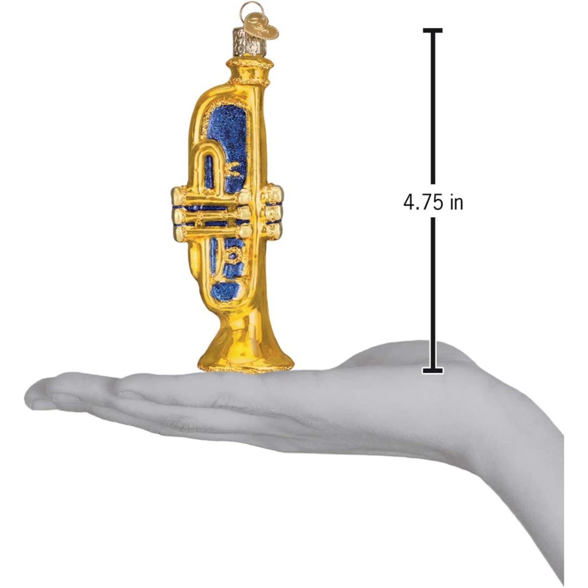Old World Christmas Glass Blown Golden Trumpet, 4.75"