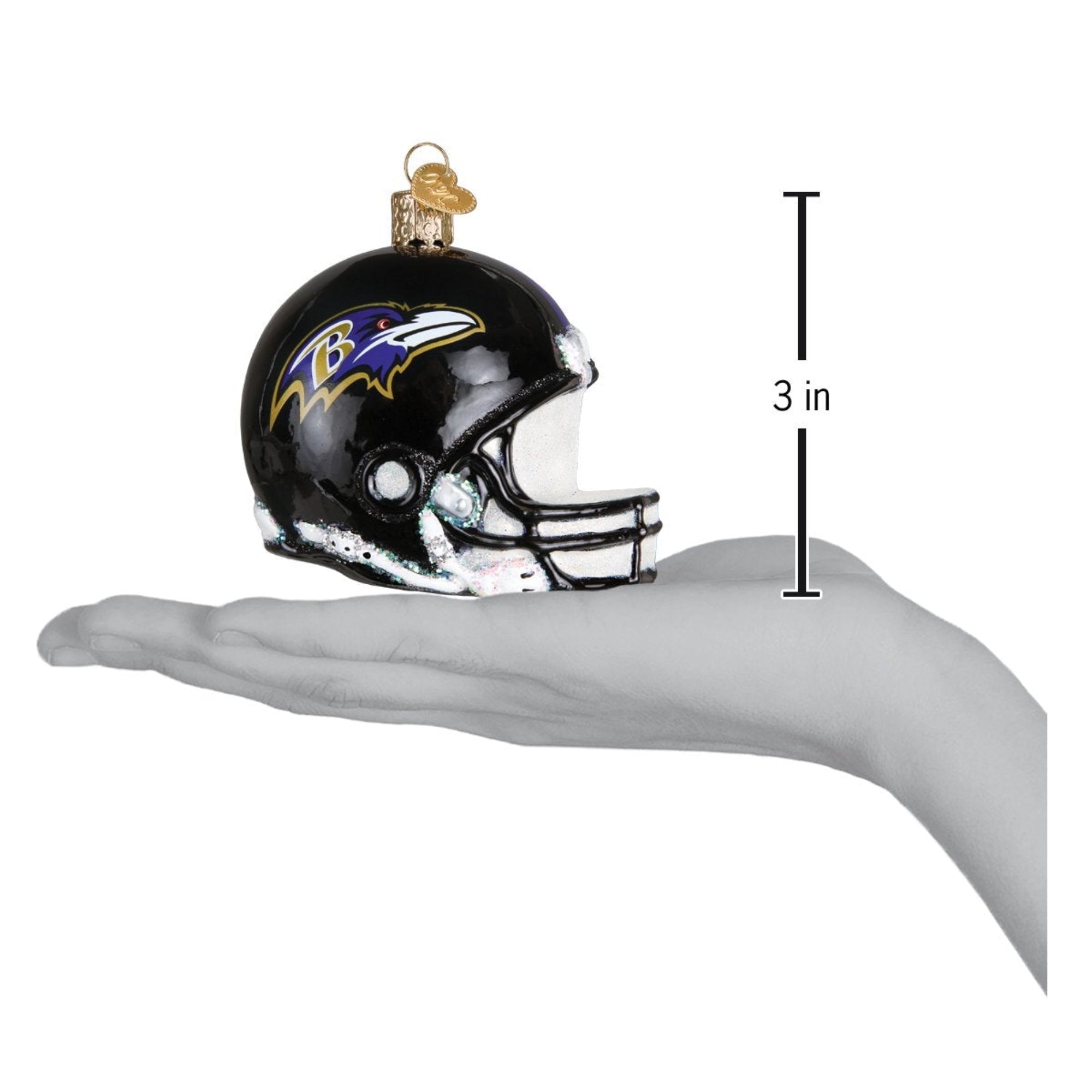 Old World Blown Glass Christmas Ornament, Baltimore Ravens Helmet
