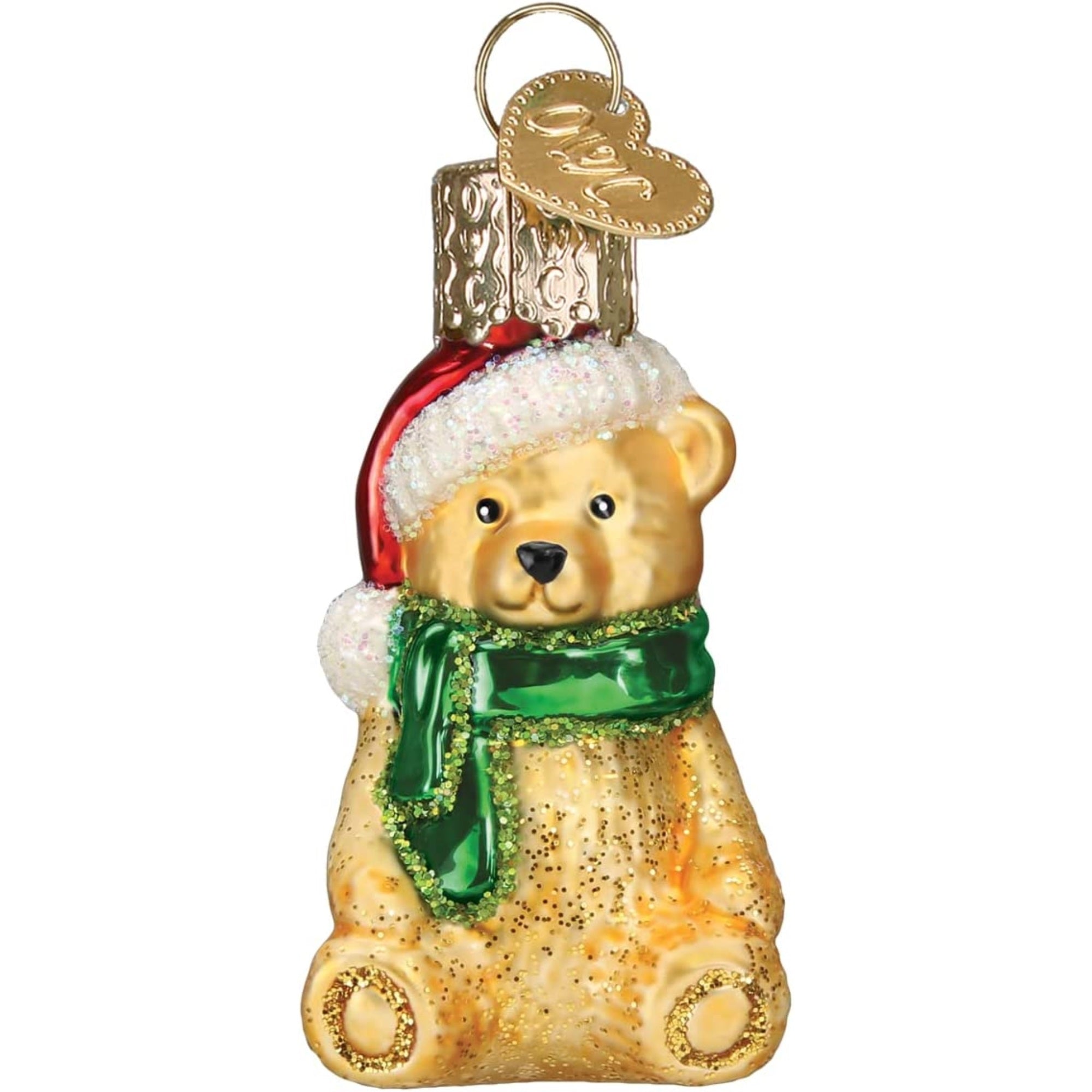 Old World Christmas Mini Glass Blown Teddy Bear Ornament, 2"