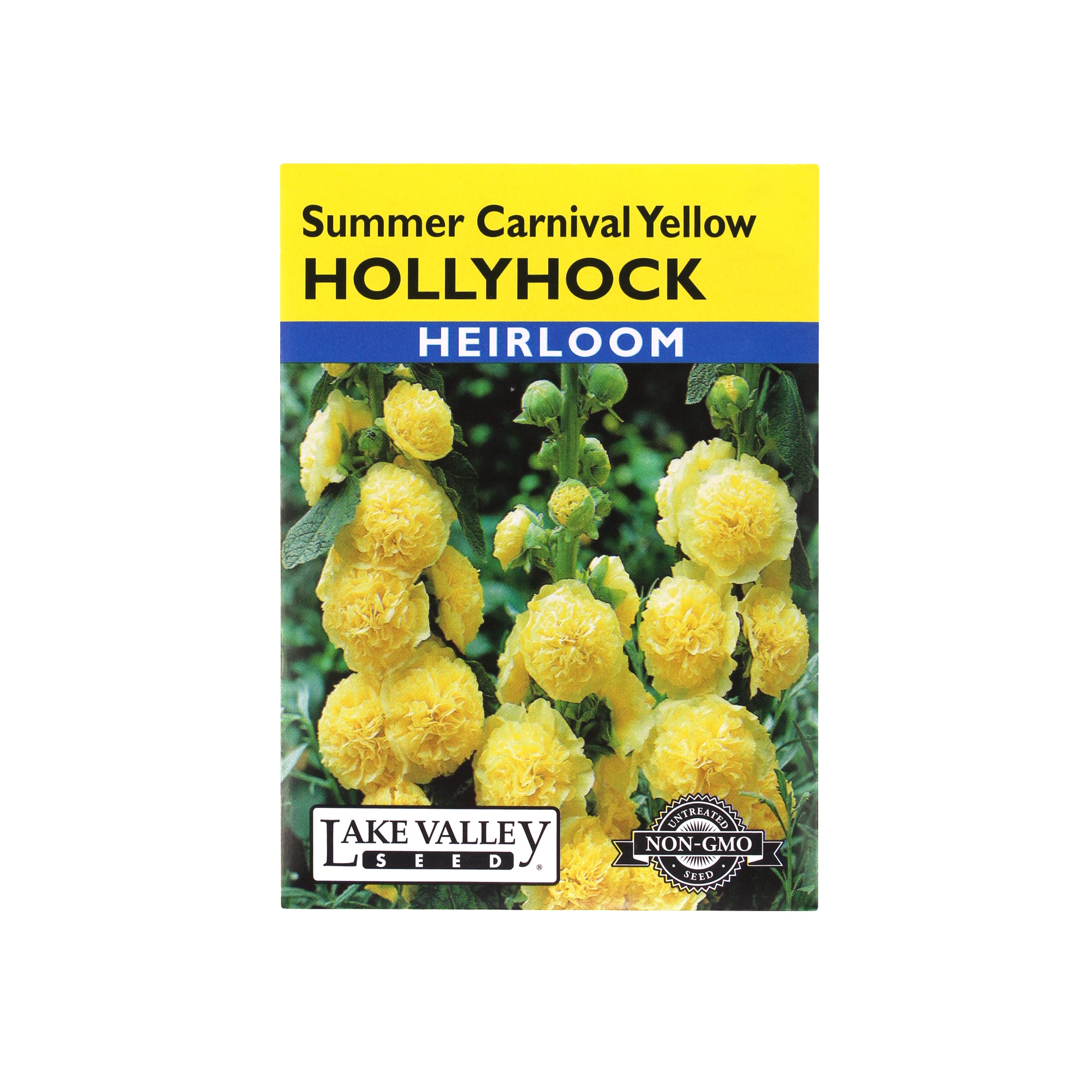 Lake Valley Seed Summer Carnival Yellow Heirloom Hollyhock Flower, 0.50g