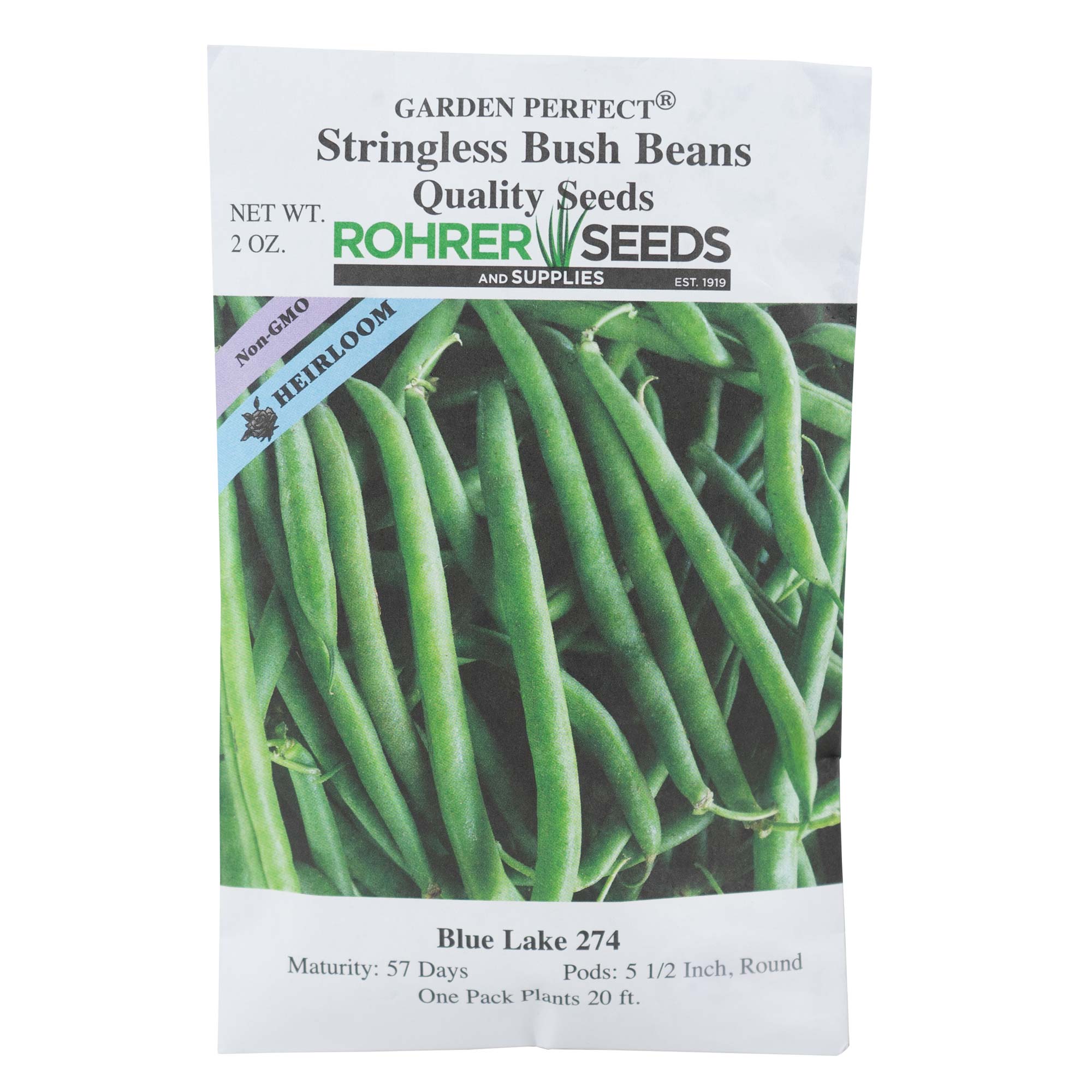 Rohrer Seeds Non-GMO Heirloom Bean Blue Lake 274 Seeds, 2oz Packet, Plants 20ft