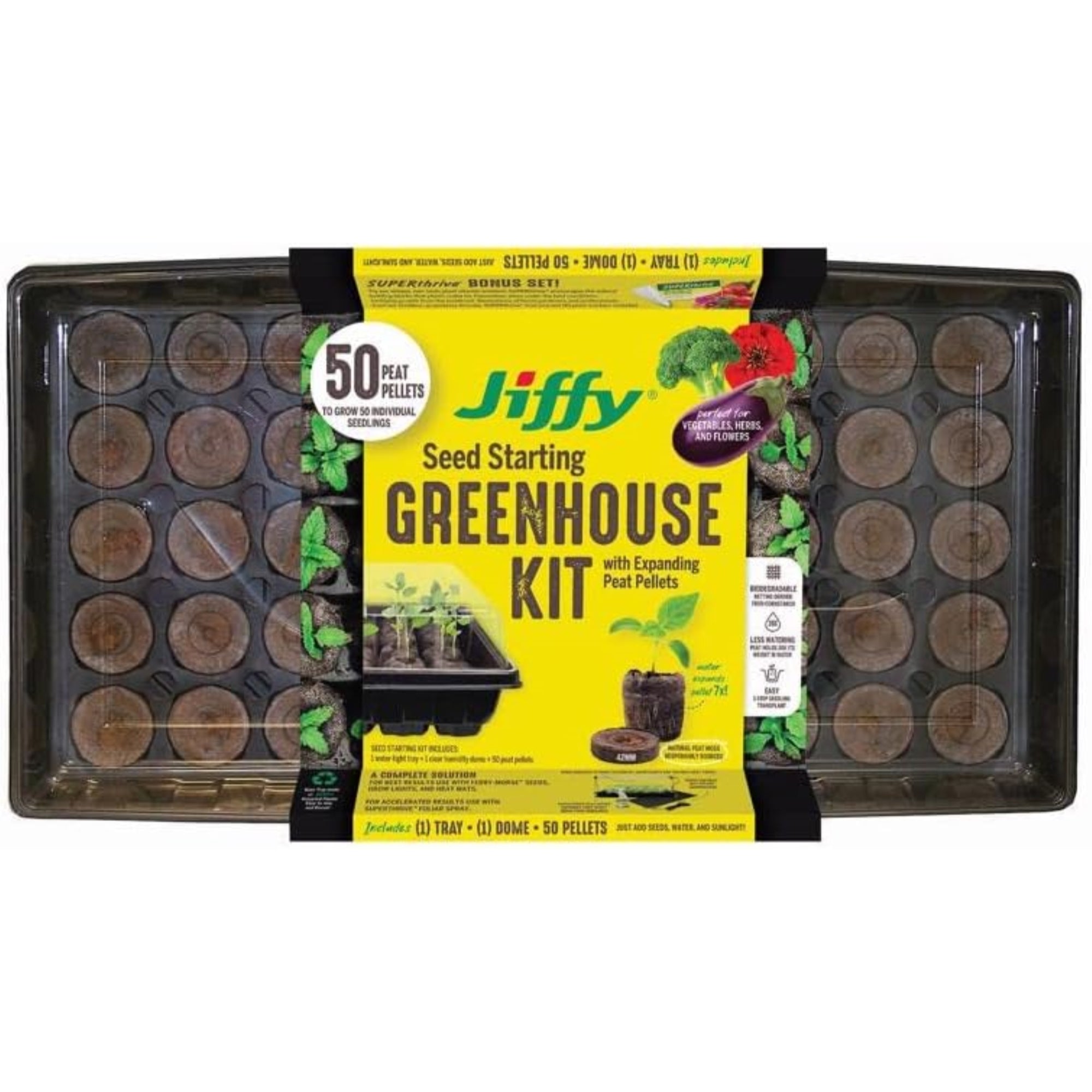 Jiffy 11x22 Seed Starting Greenhouse Kit with 50 Expanding Peat Pellets (Pack of 1)