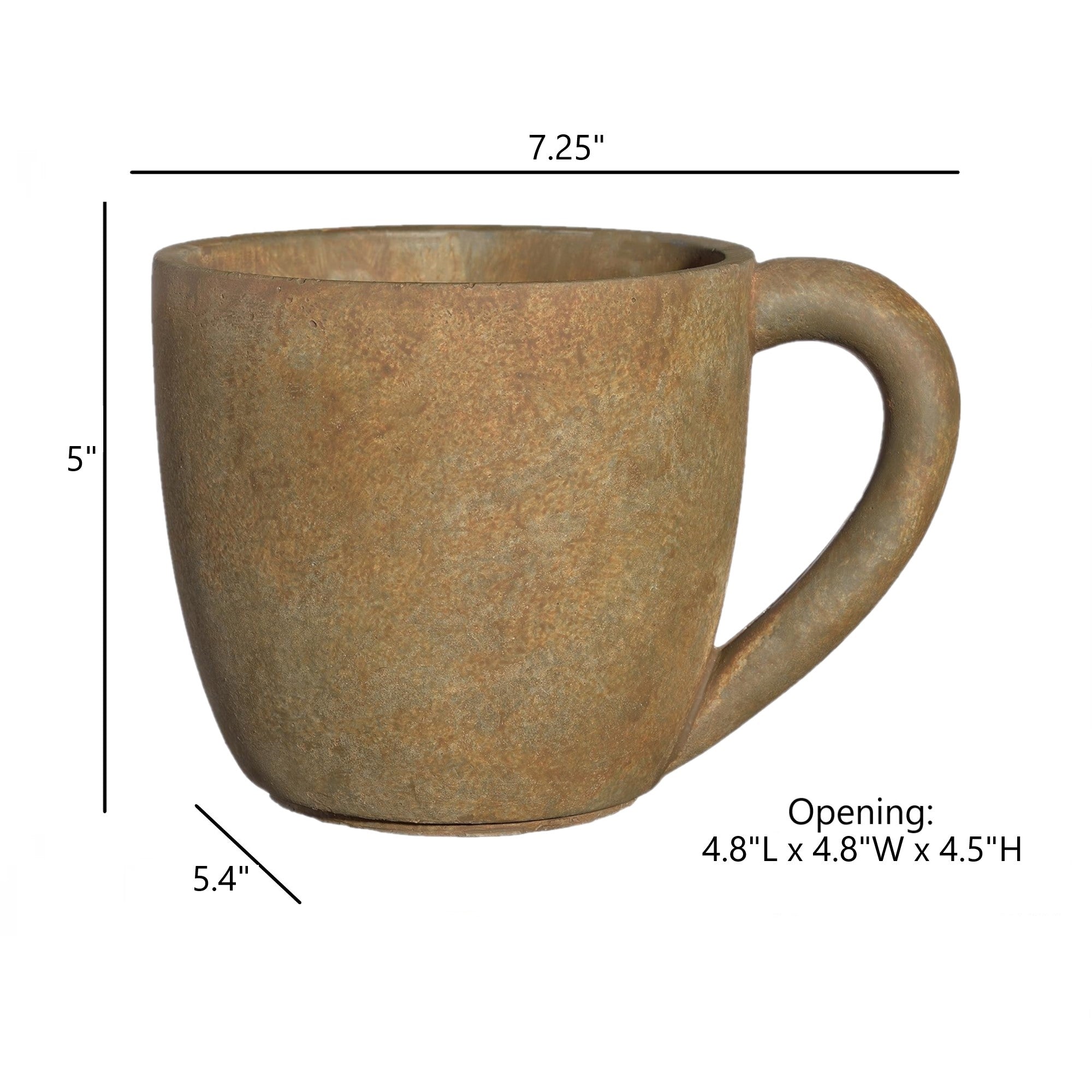 Classic Home and Garden Indoor Outdoor Cement Coffee Mug Planter, Rust, 7"