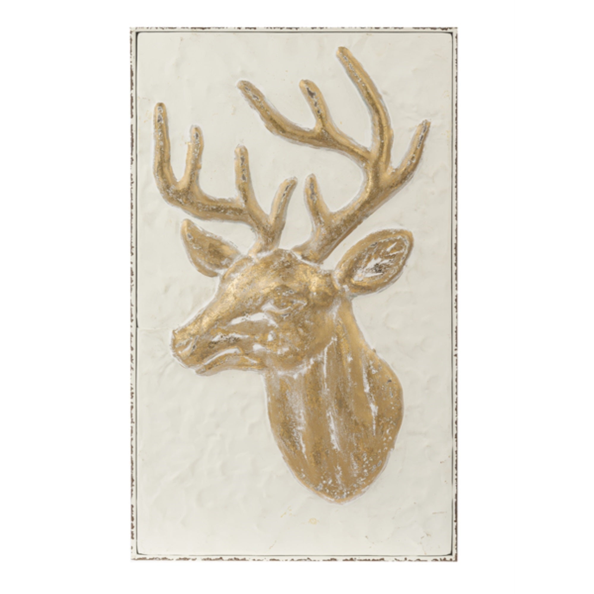 Ganz Embossed Christmas Deer Wall Décor, White & Gold, 20"
