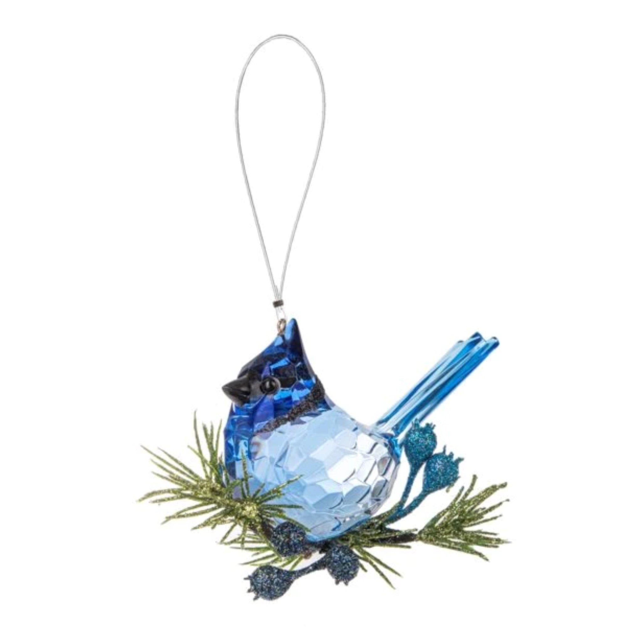 Ganz The Original Kissing Krystals, Acrylic Holiday Christmas Ornament, Blue Jay