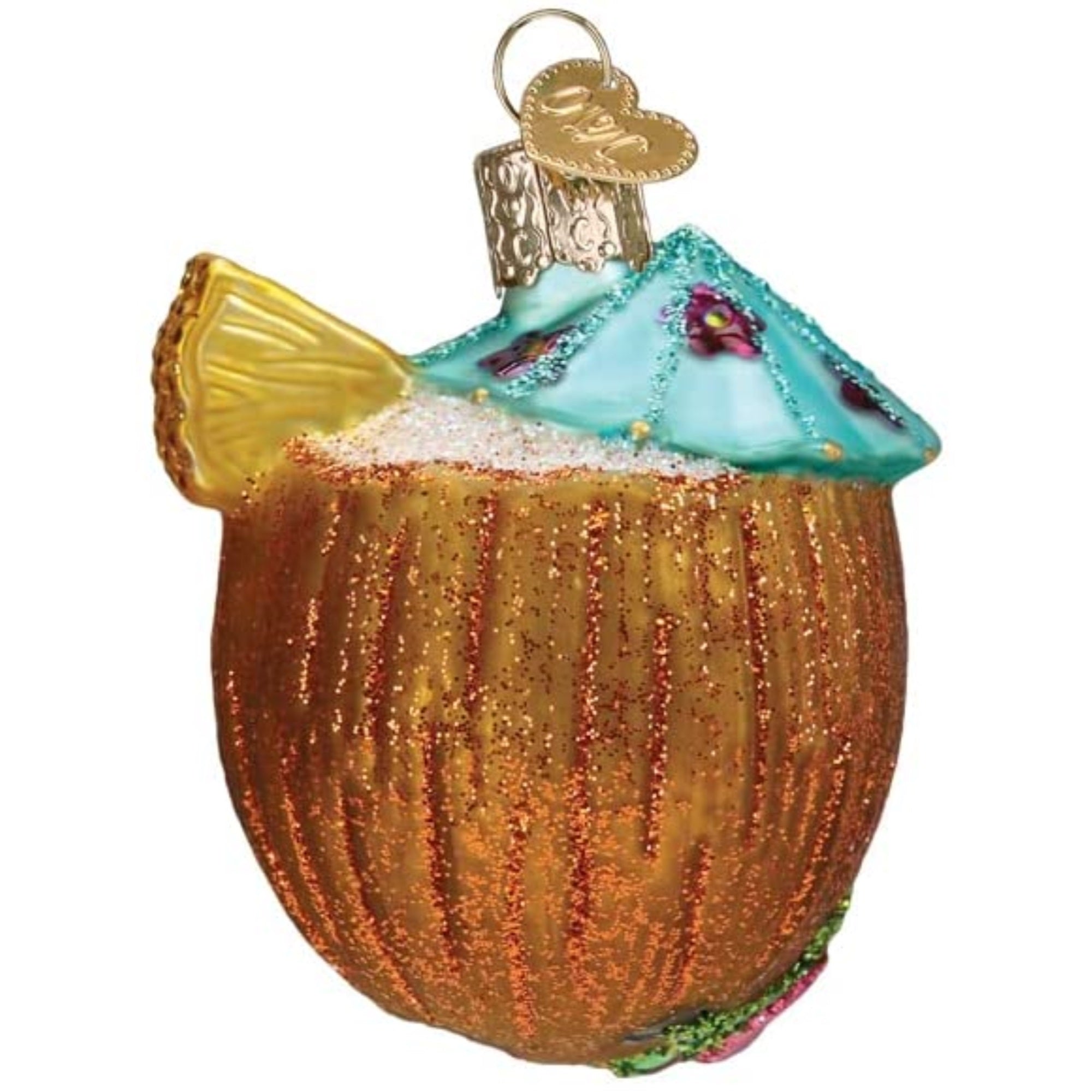 Old World Christmas Glass Blown Tree Ornament, Tropical Coconut Drink