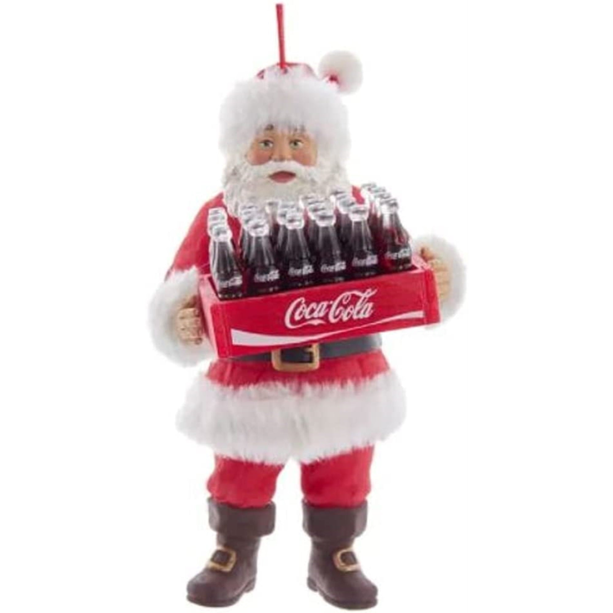 Kurt Adler Coca-Cola Santa Holding Case of Coke Ornament, 6"