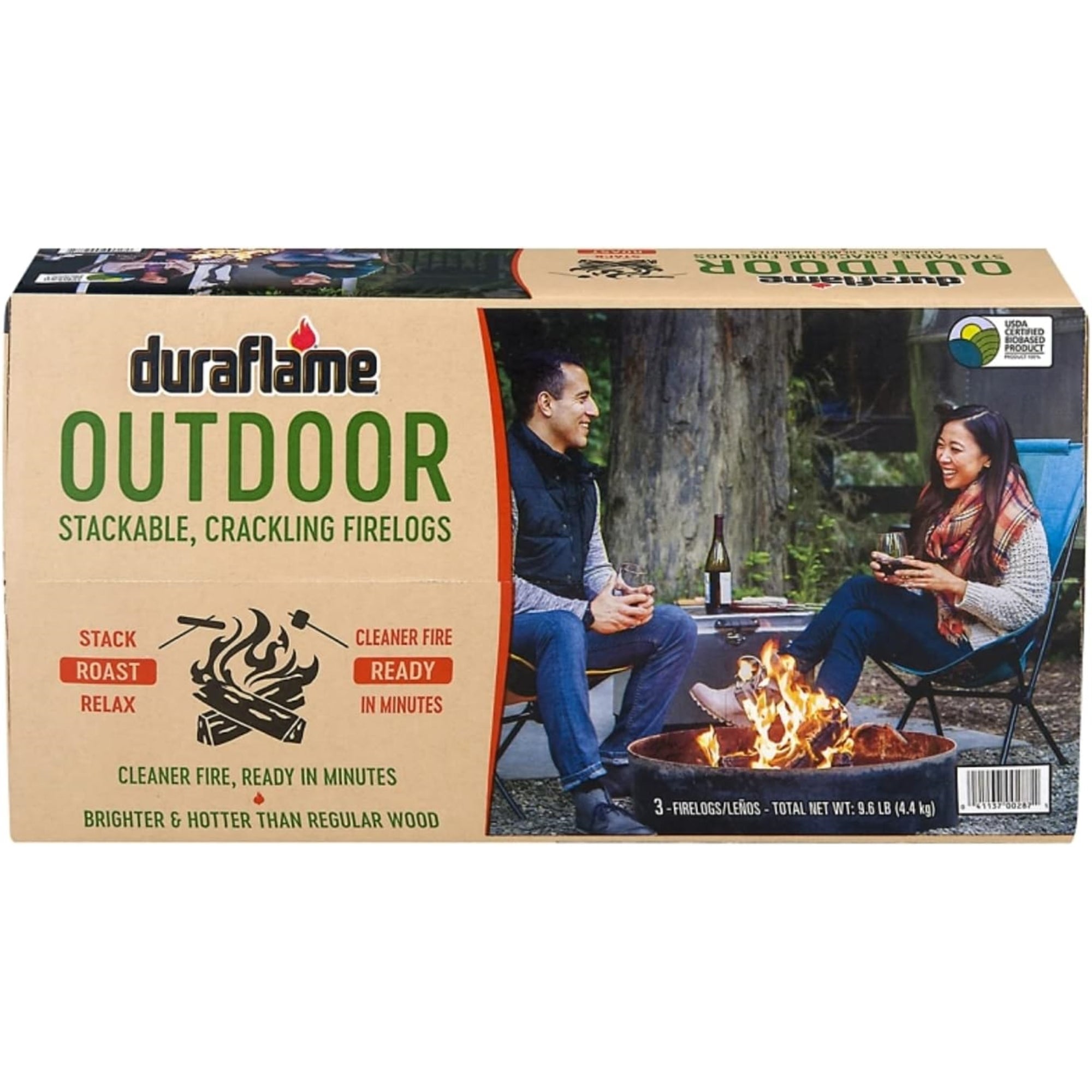 Duraflame Outdoor Stackable Crackling Firelogs, Brighter & Hotter (Pack of 3)