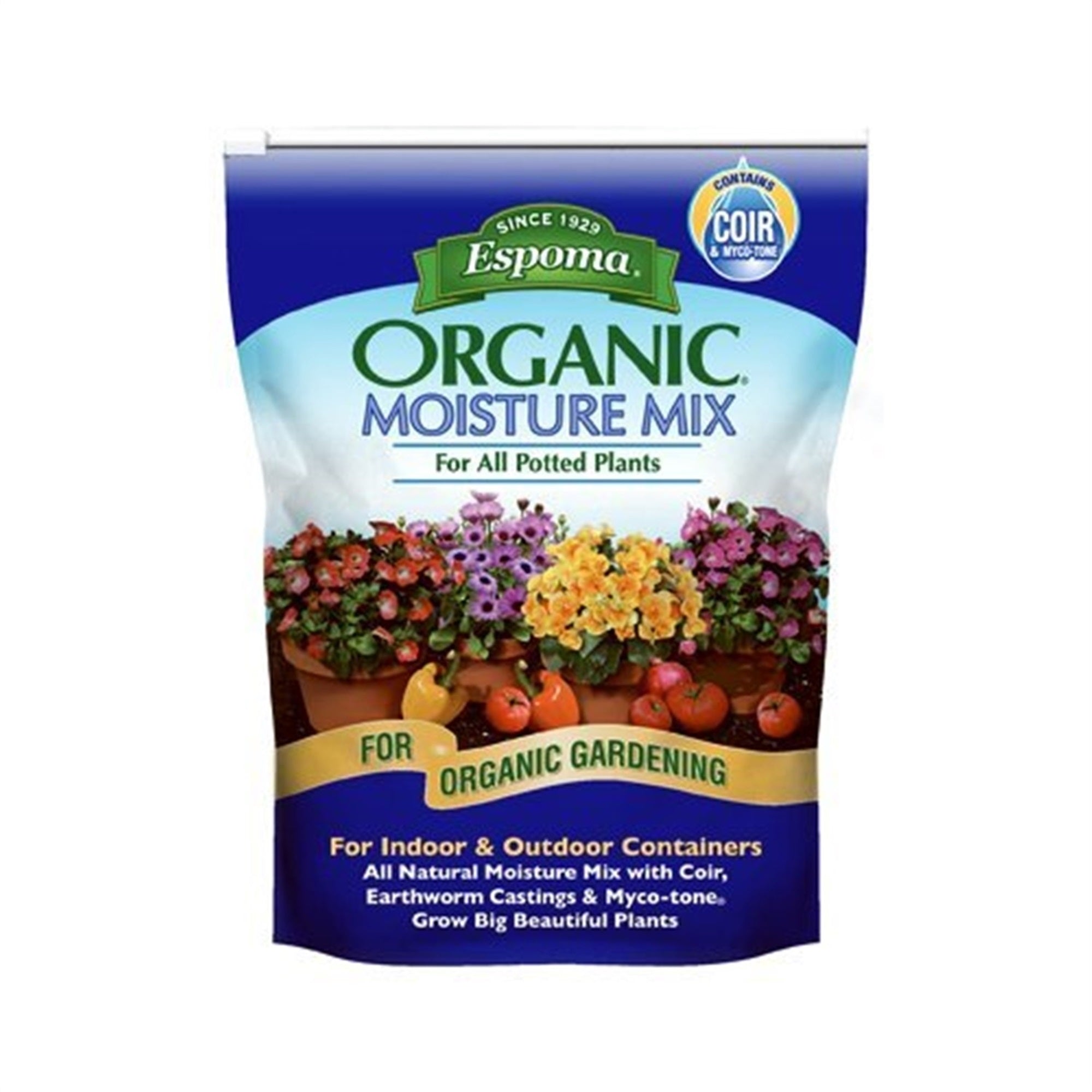 Espoma Organic Moisture Mix with Coir & Myco-tone for All Indoor and Outdoor Potted Plants, for Organic Gardening