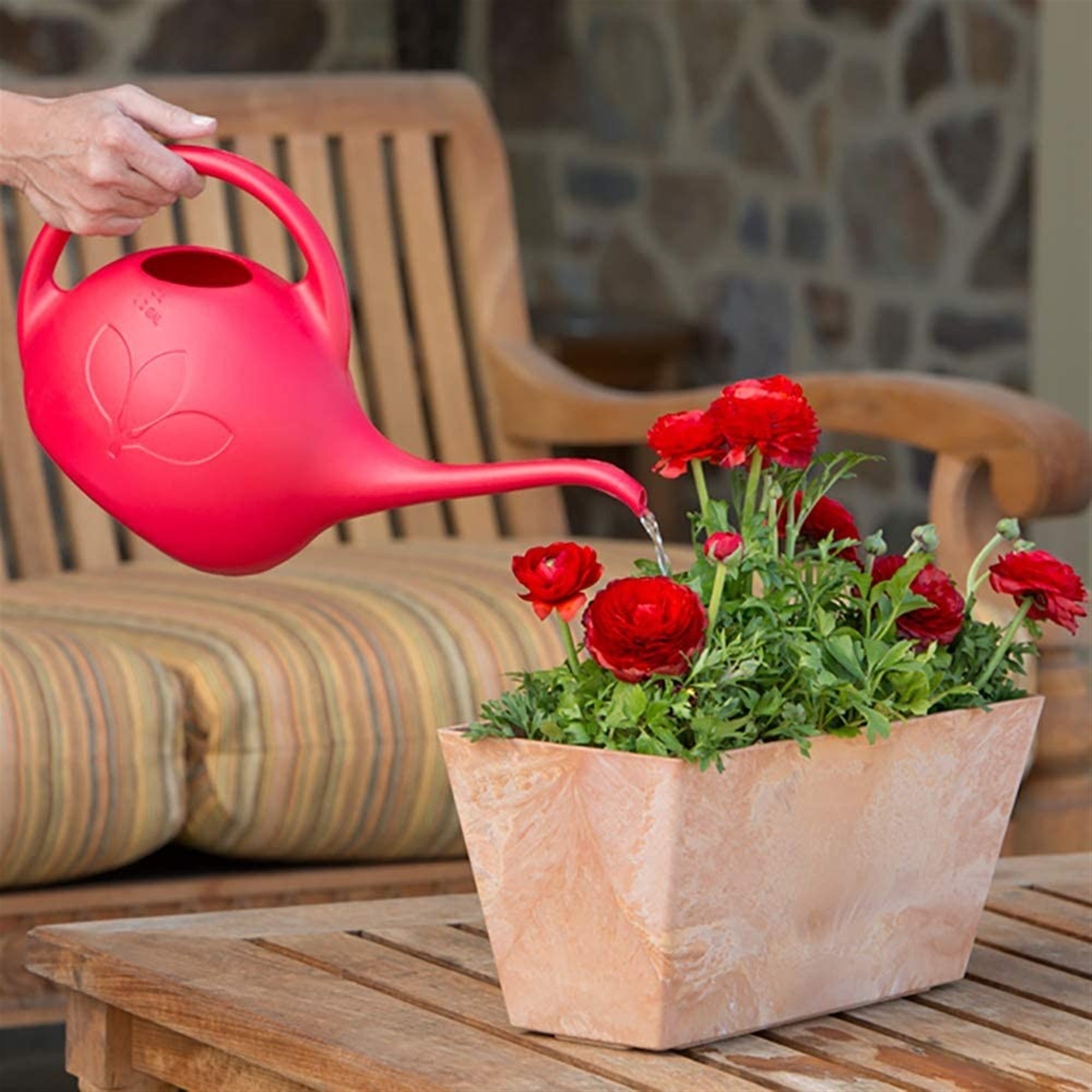 Novelty Indoor Plastic Long Spout Watering Can, Red, 0.5 Gallon