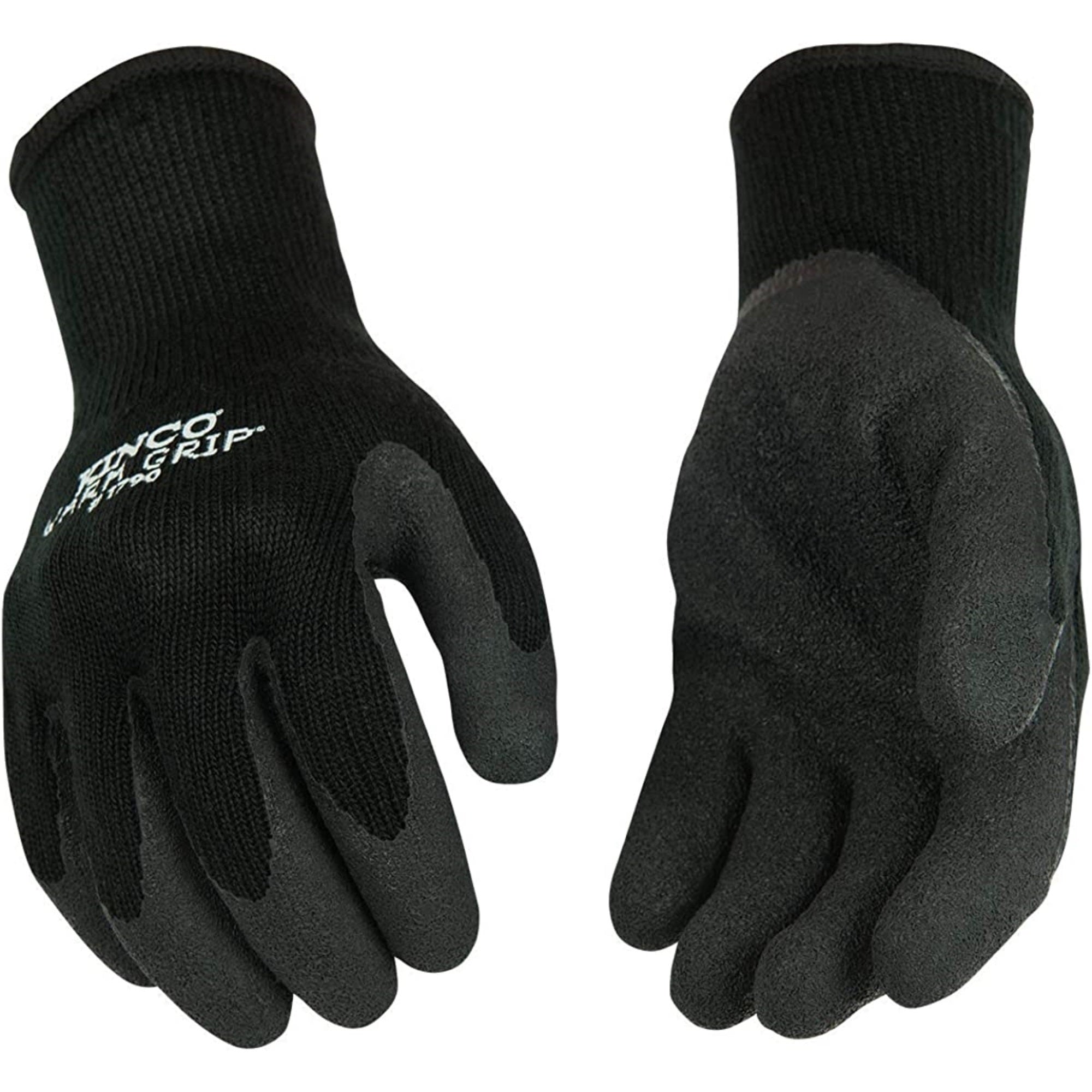 Kinco Warm Grip Thermal Knit Shell with Latex Palm, Black, Size Large