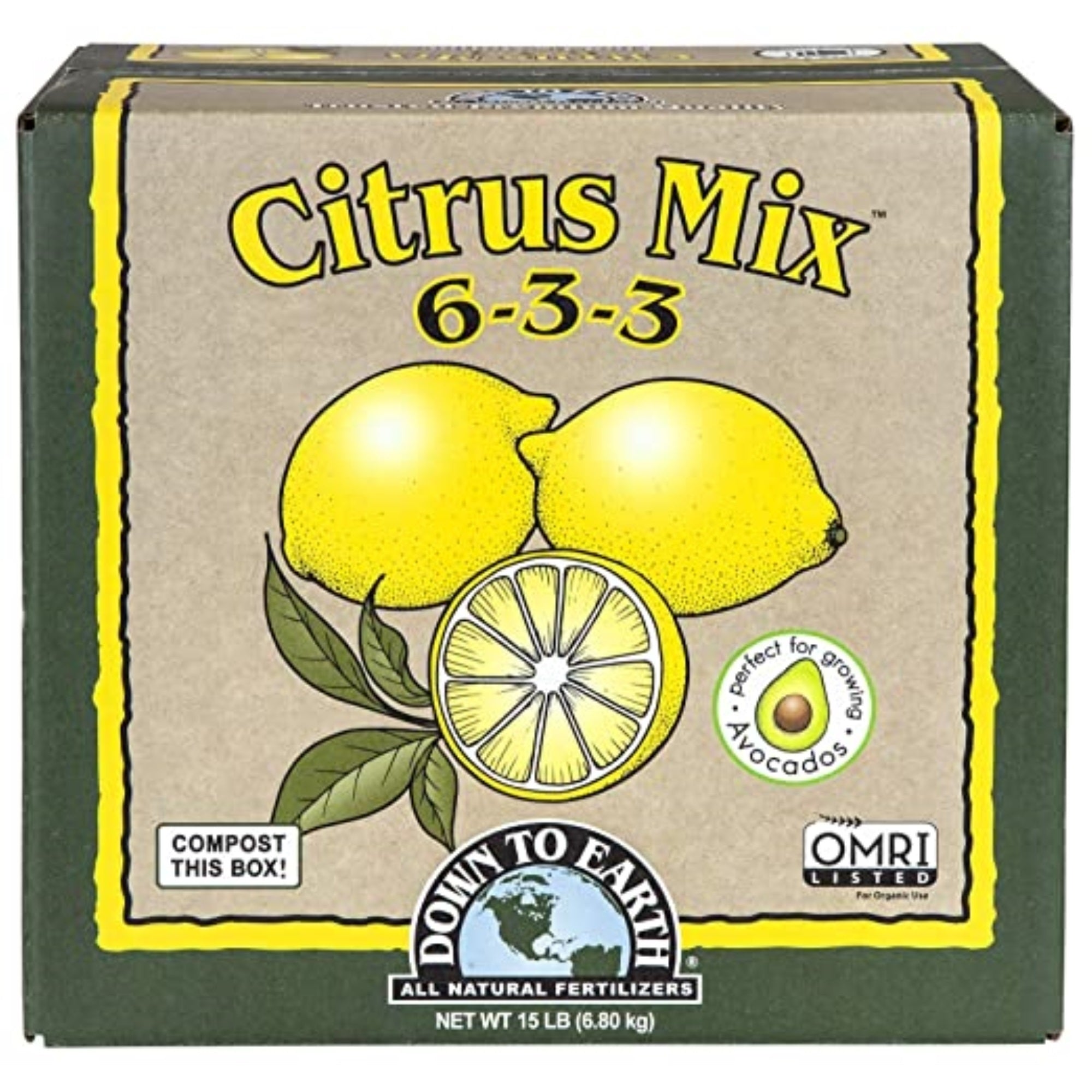 Down to Earth Organic Citrus Fertilizer Mix 6-3-3, 15 lb