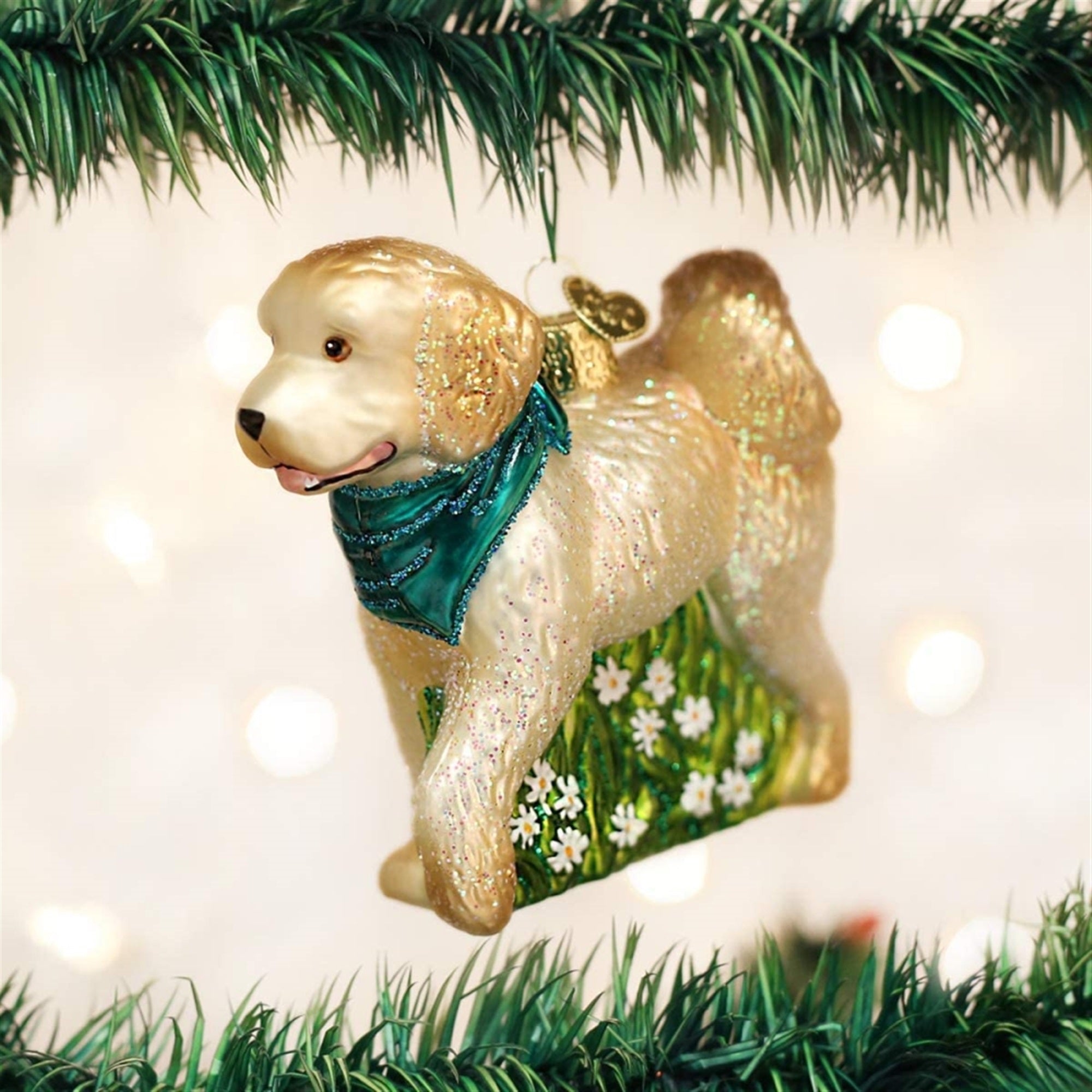 Old World Christmas Glass Blown Doodle Dog Ornament