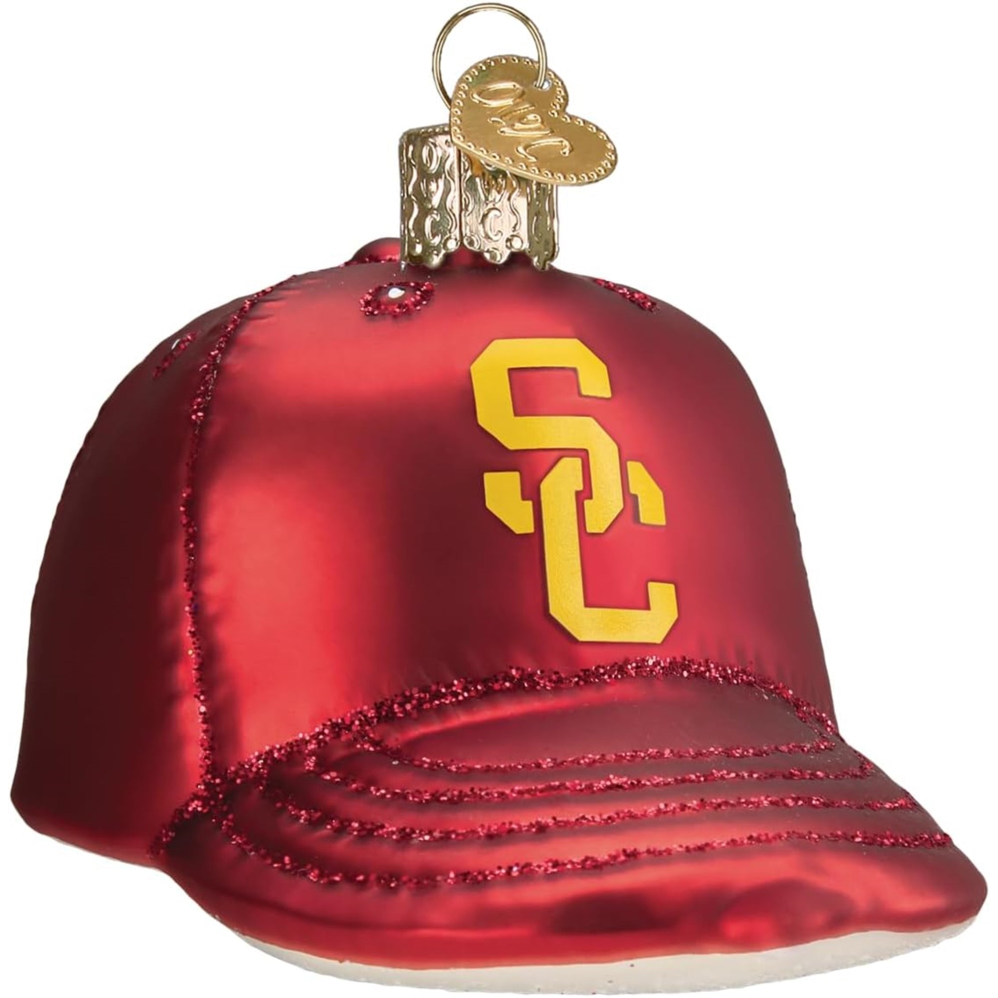 Old World Christmas USC Baseball Cap Glass Blown Ornament for Christmas Tree