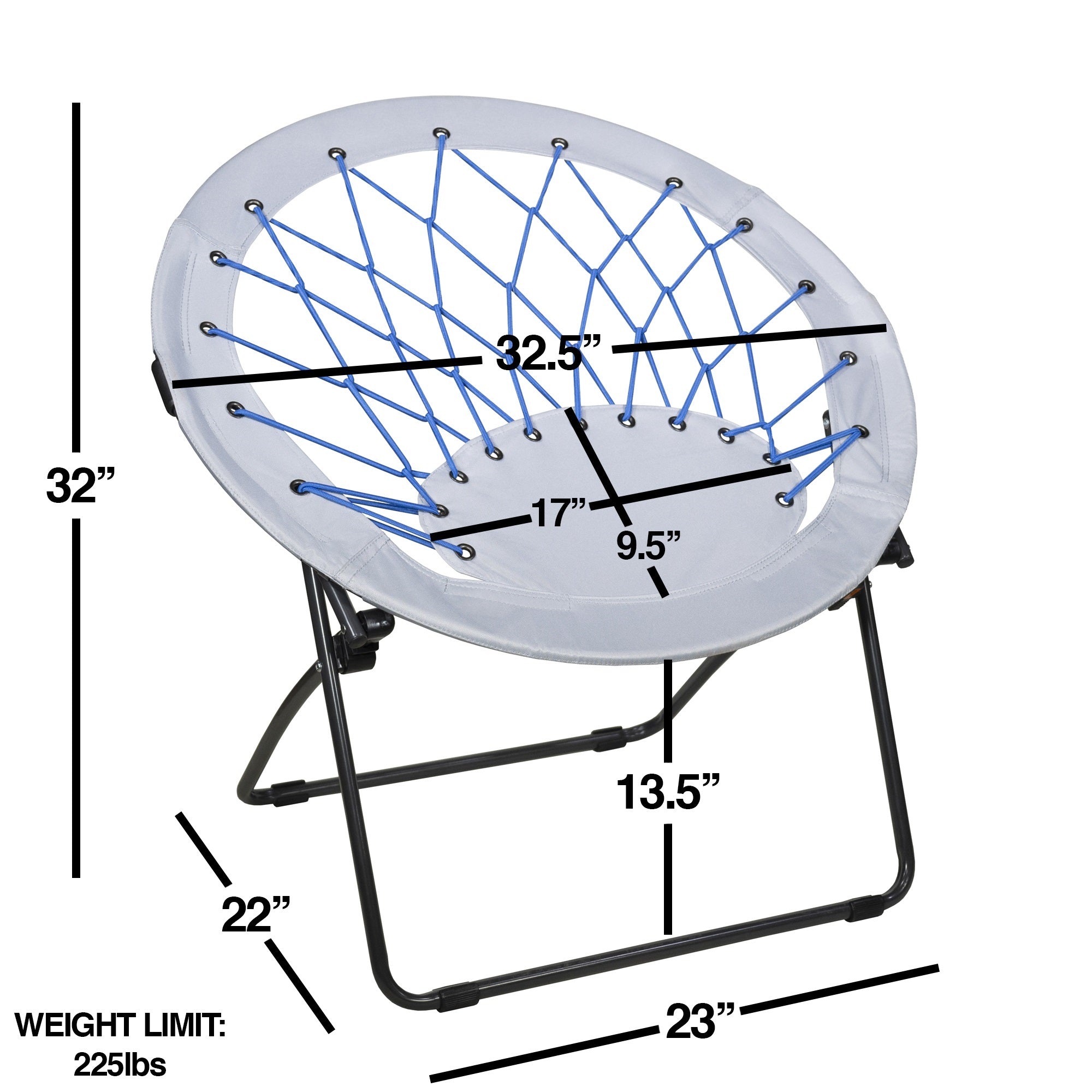Zenithen Indoor Bungee Round Folding Dish Saucer Chair For Bedroom, Kids, Dorm Room, Cobalt Blue