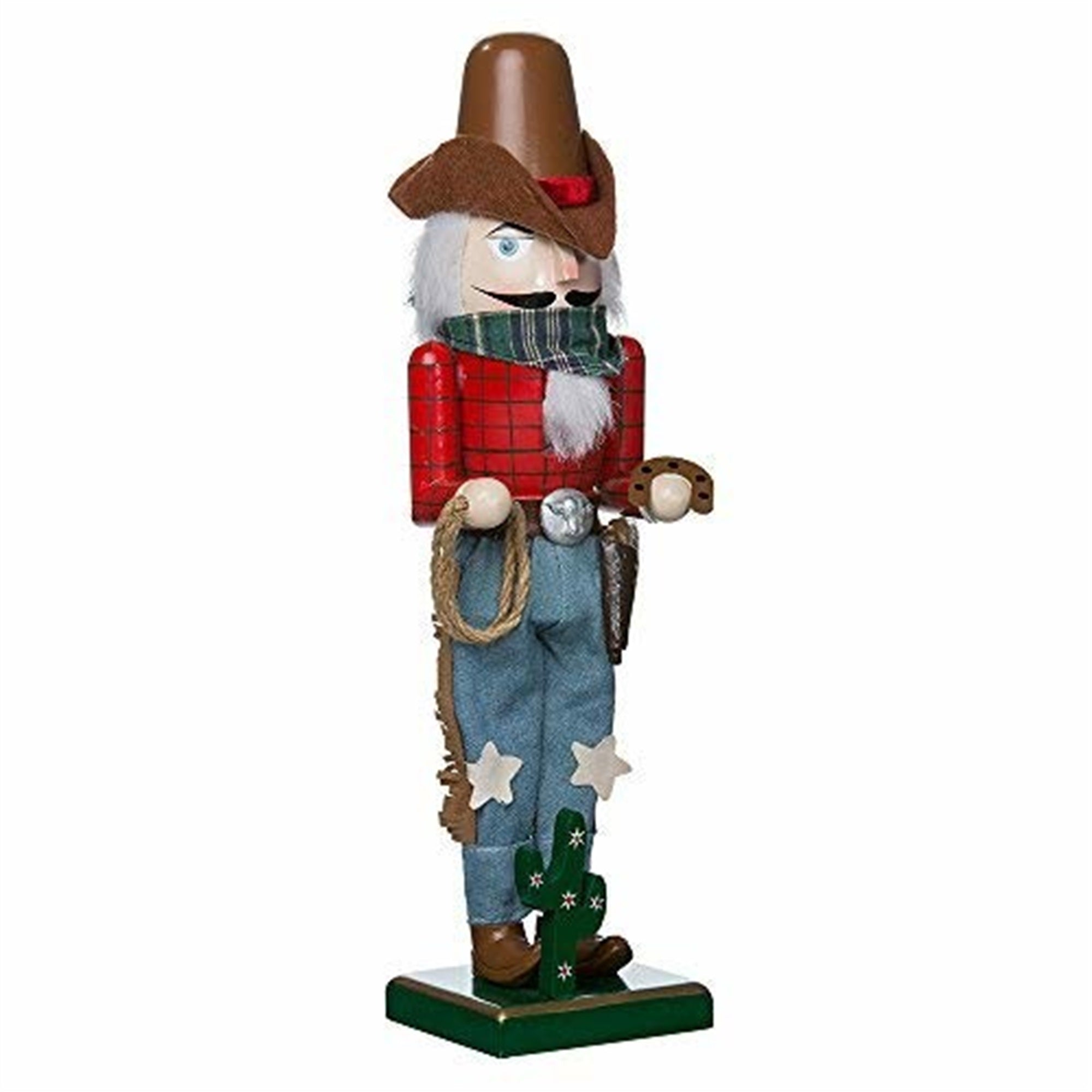 Kurt Adler Wooden Nutcracker Collection, Cowboy with Lasso Nutcracker, 15"