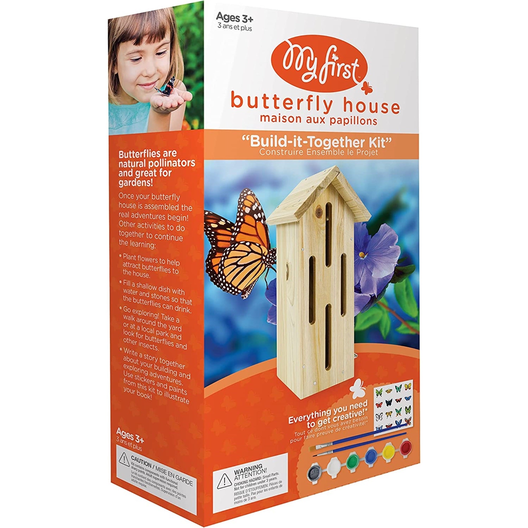 Nature's Way My First DIY Butterfly House To Paint, Assemble, and Decorate Wood Craft for Kids, 11"