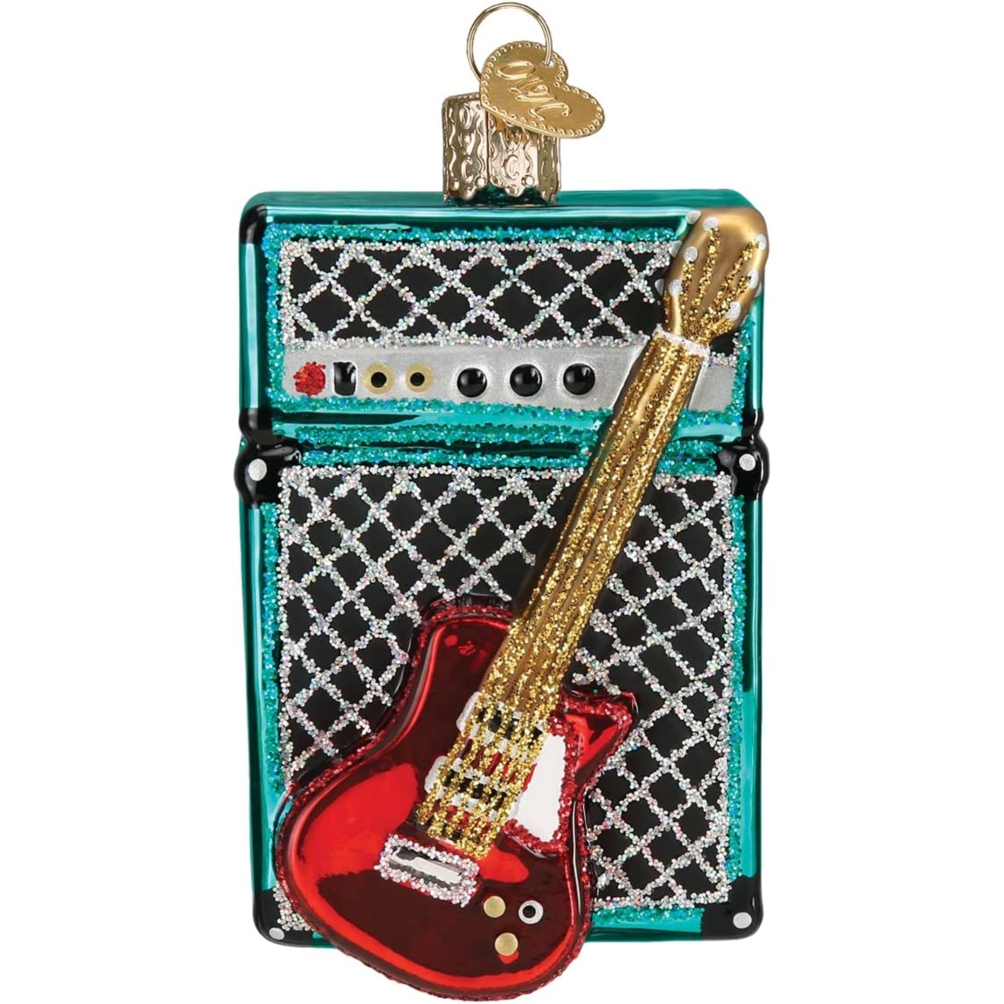 Old World Christmas Glass Blown Guitar & Amp Ornament, 3.75"