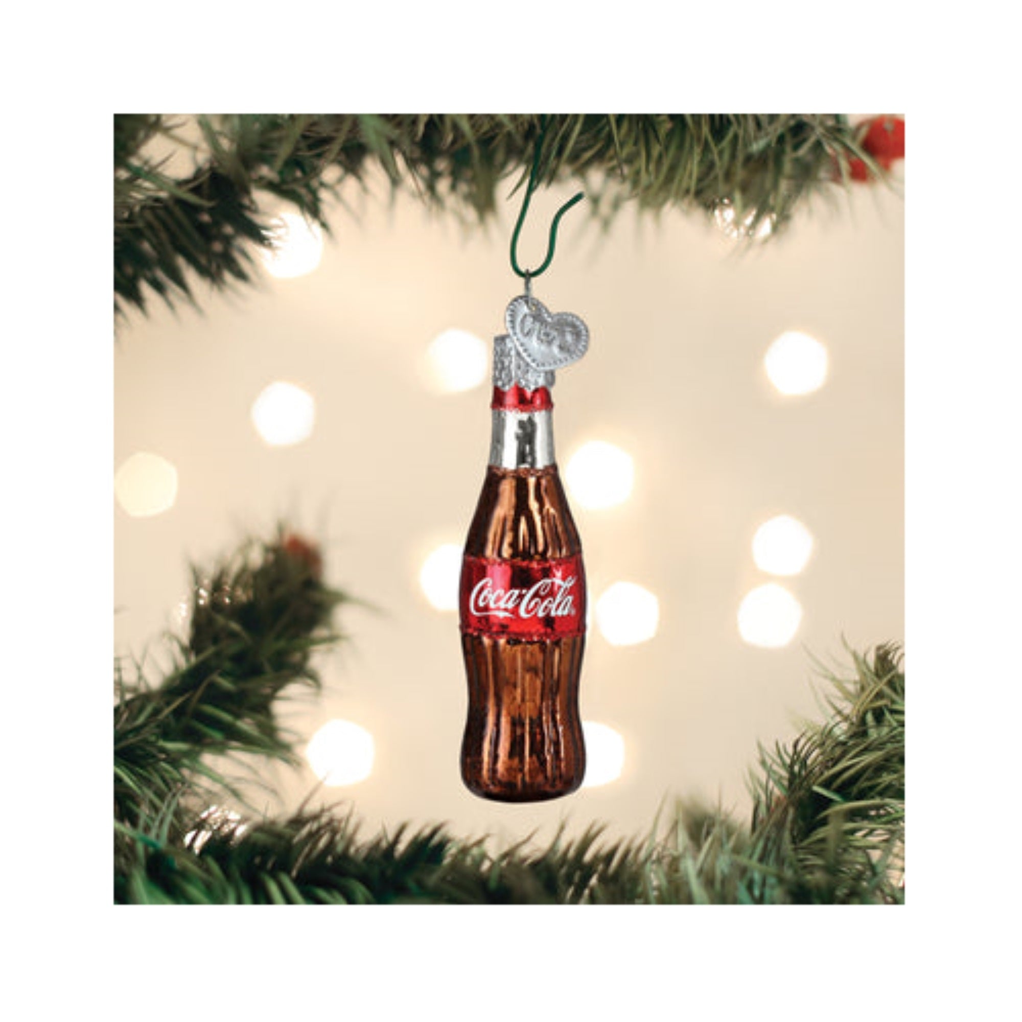 Old World Christmas Mini Coca-Cola Bottle Blown Glass Holiday Ornament For Tree