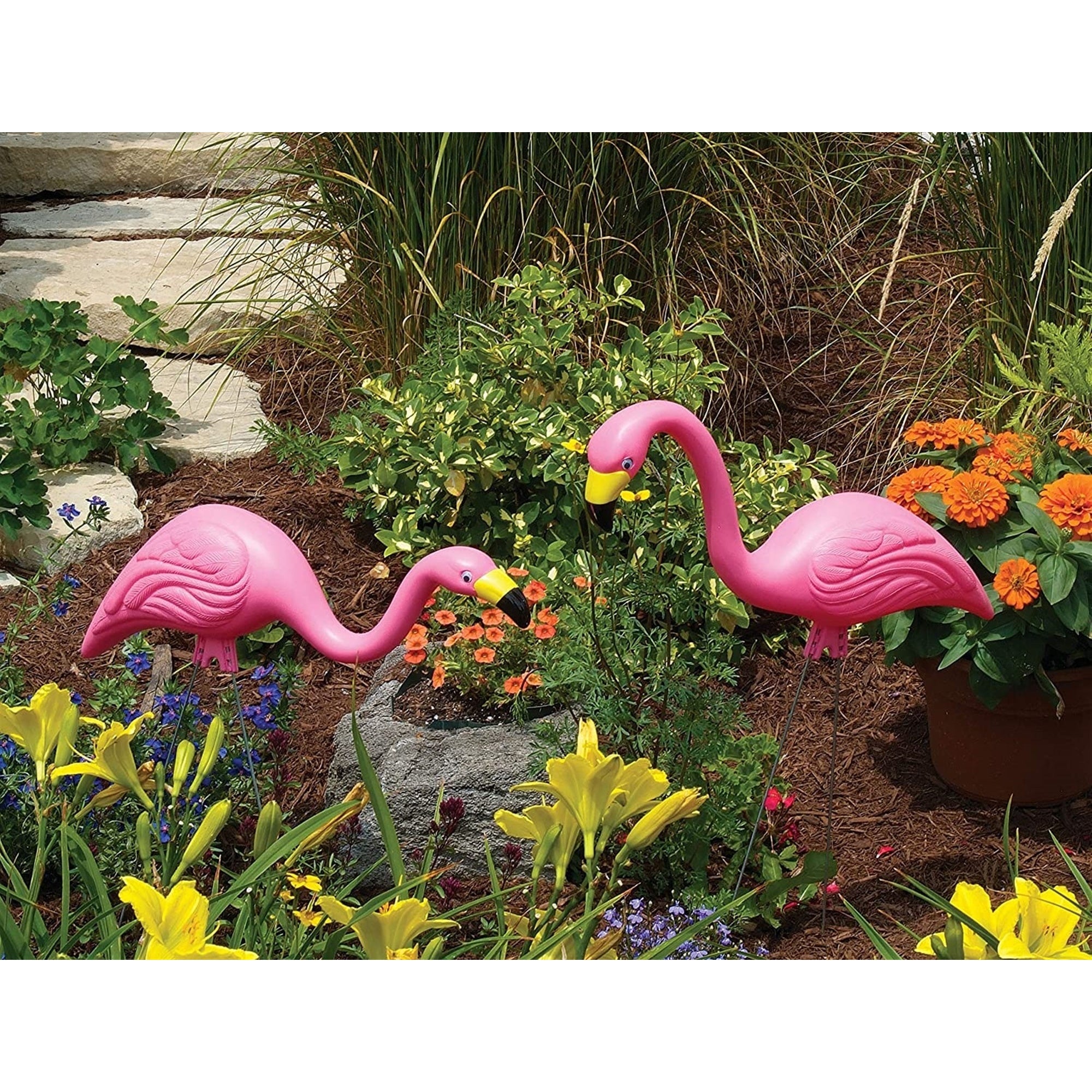 Bloem Pink Flamingo Garden Yard Statues, Set of 2