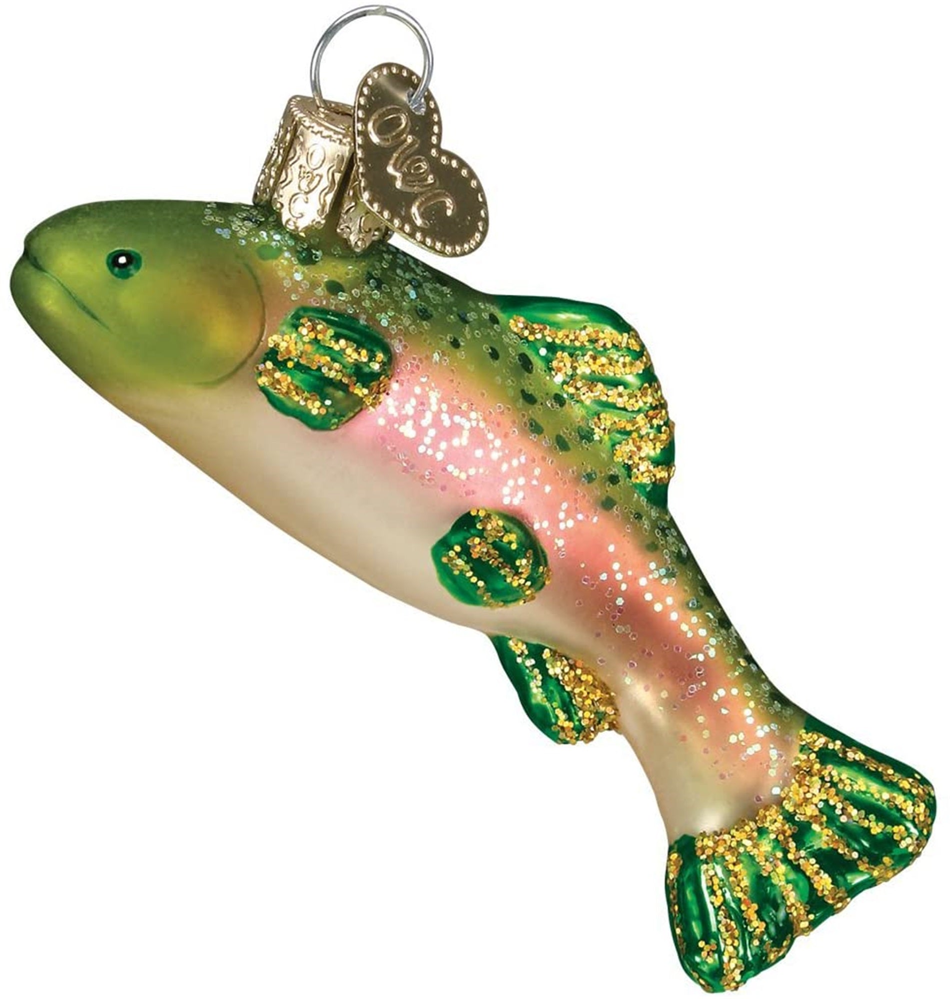 Old World Christmas Hanging Glass Tree Ornament,  Mini Rainbow Trout