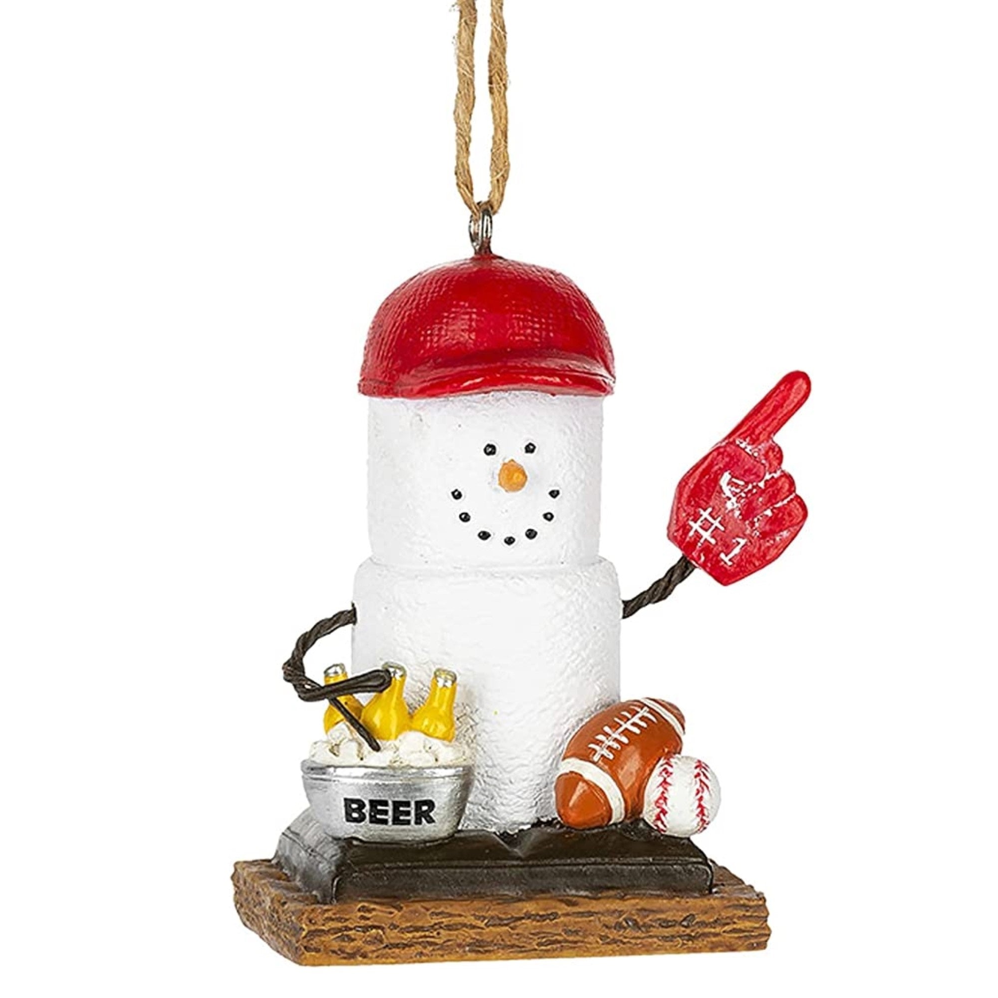 Ganz Smores Sports Fan Snowman Resin Holiday Christmas Ornament, 3"
