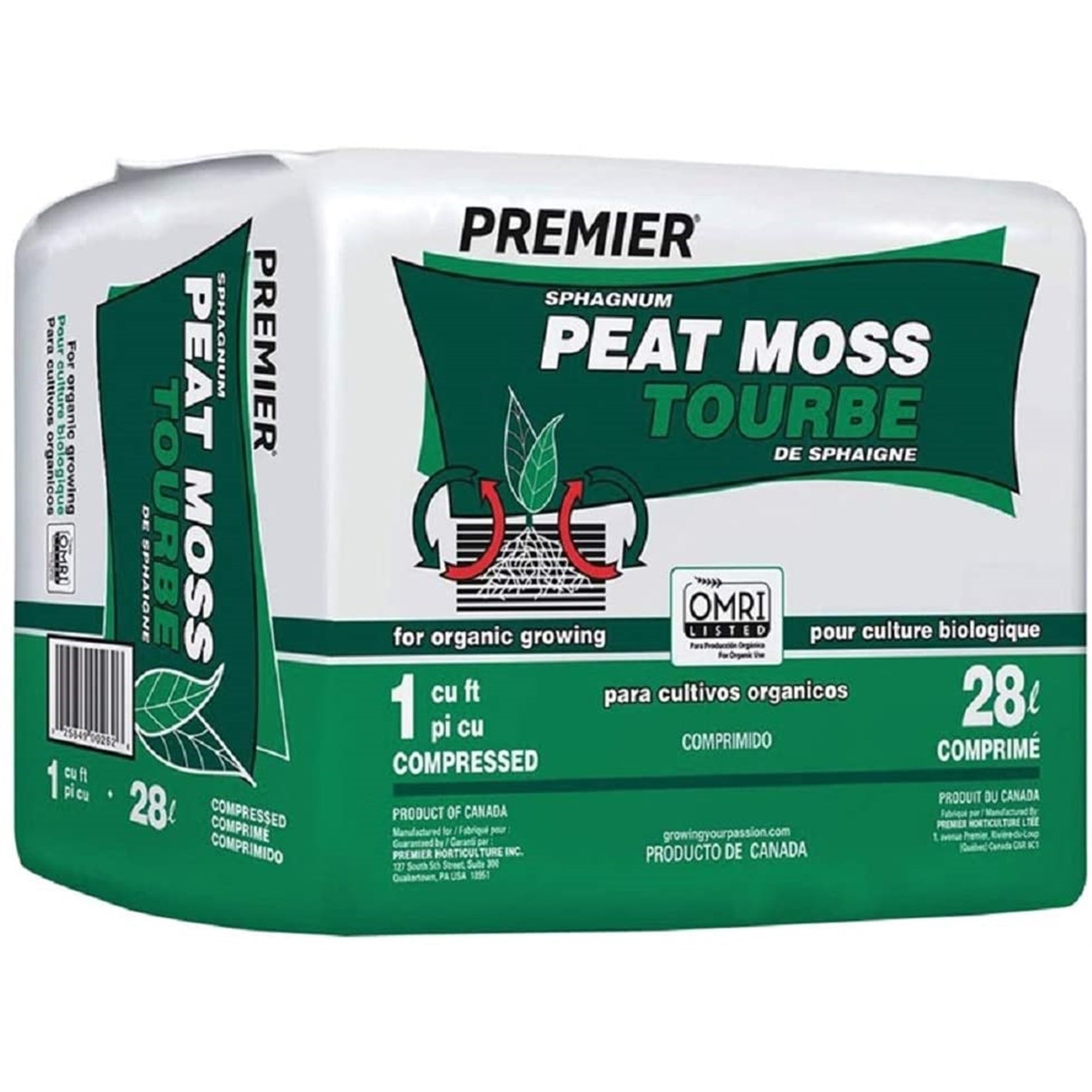 Premier Horticulture Pro Moss Horticulture Retail Peat Moss, 1 Cubic Feet