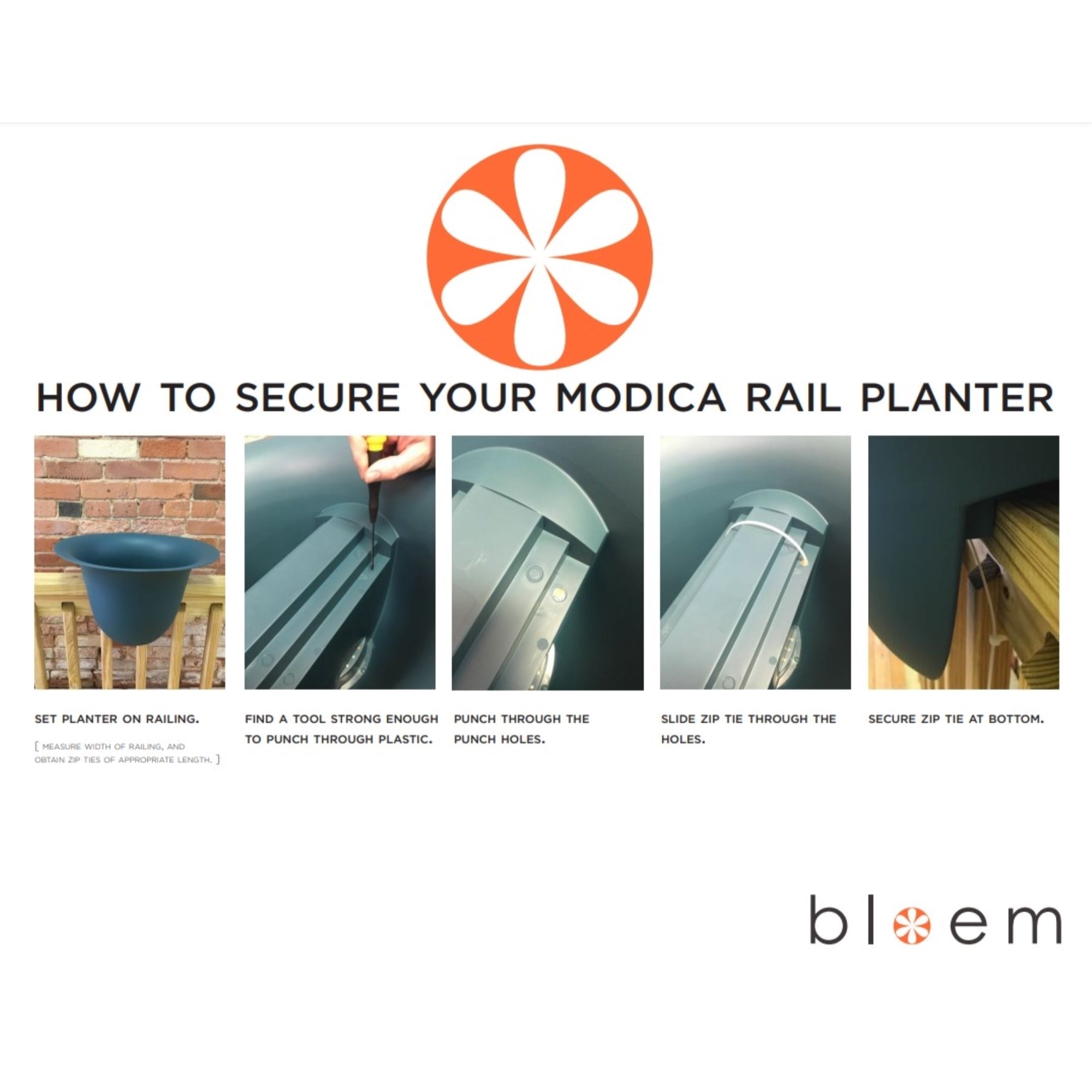 Bloem Modica Plastic Rail Planter