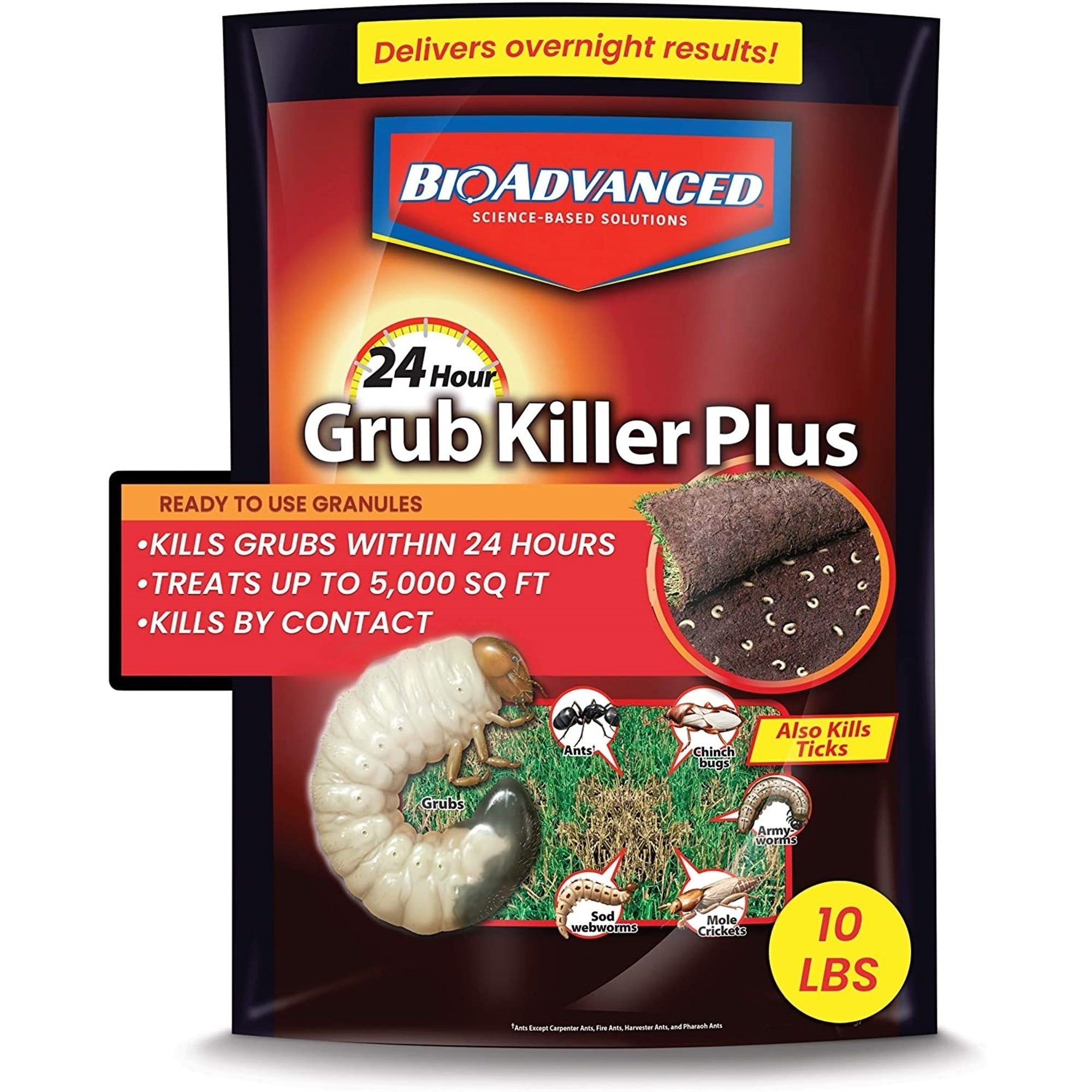 BioAdvanced 24 Hour Grub Killer Plus Granules, 10 LB Bag