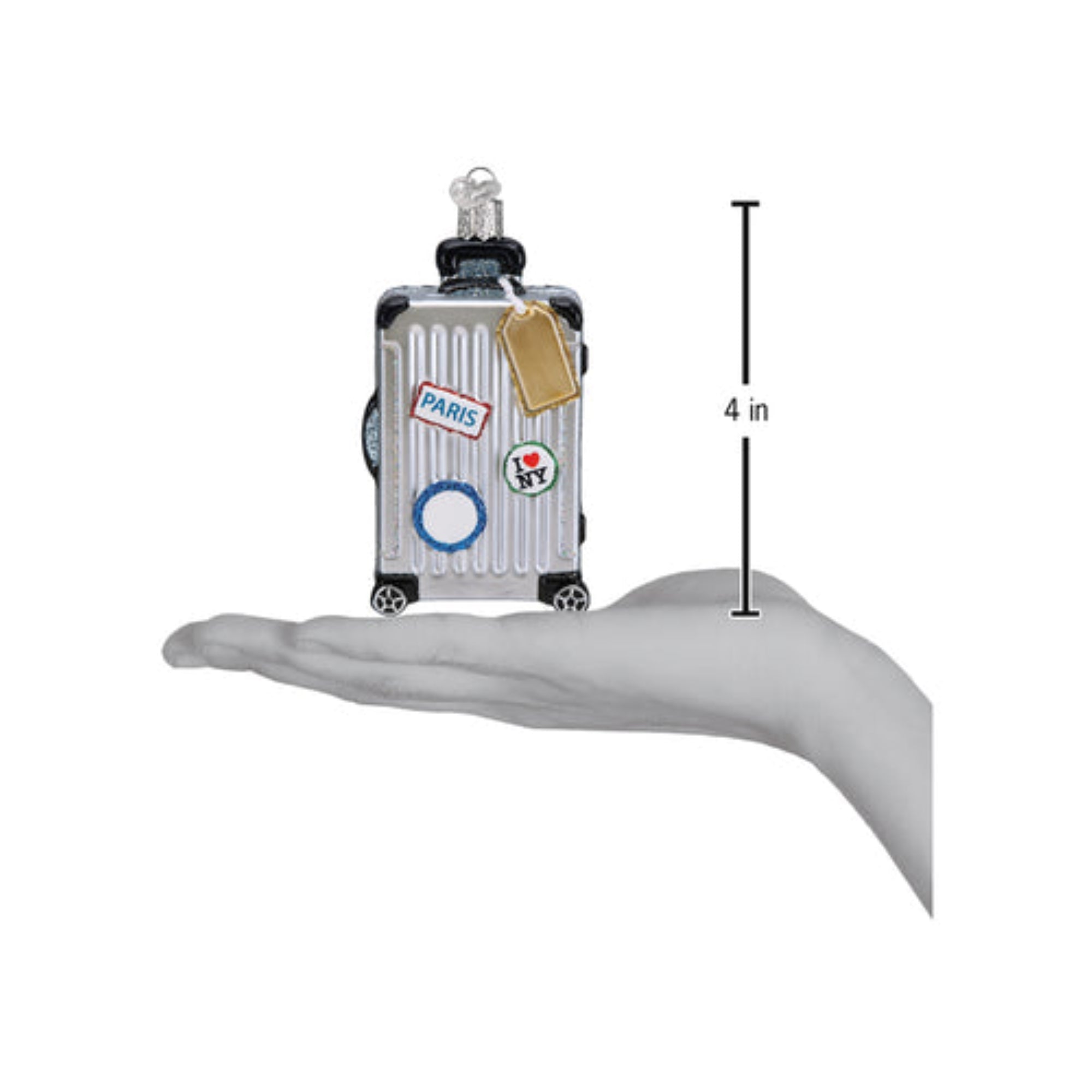 Old World Christmas Rolling Suitcase Blown Glass Holiday Ornament For Tree