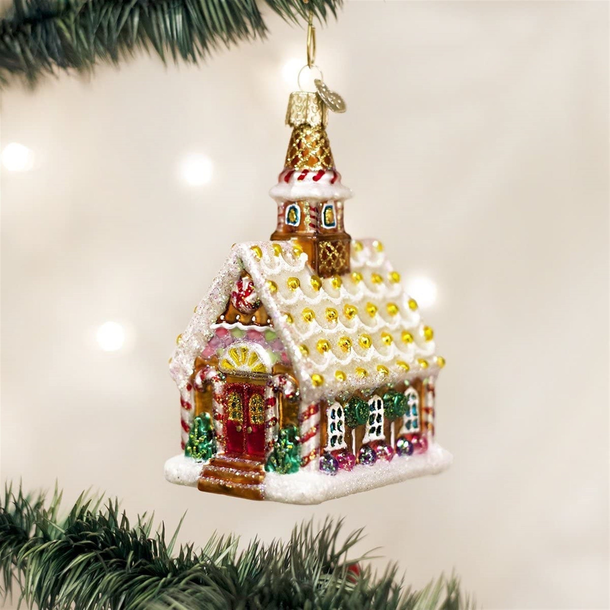 Old World Christmas Blown Glass Christmas Ornament, Gingerbread Church