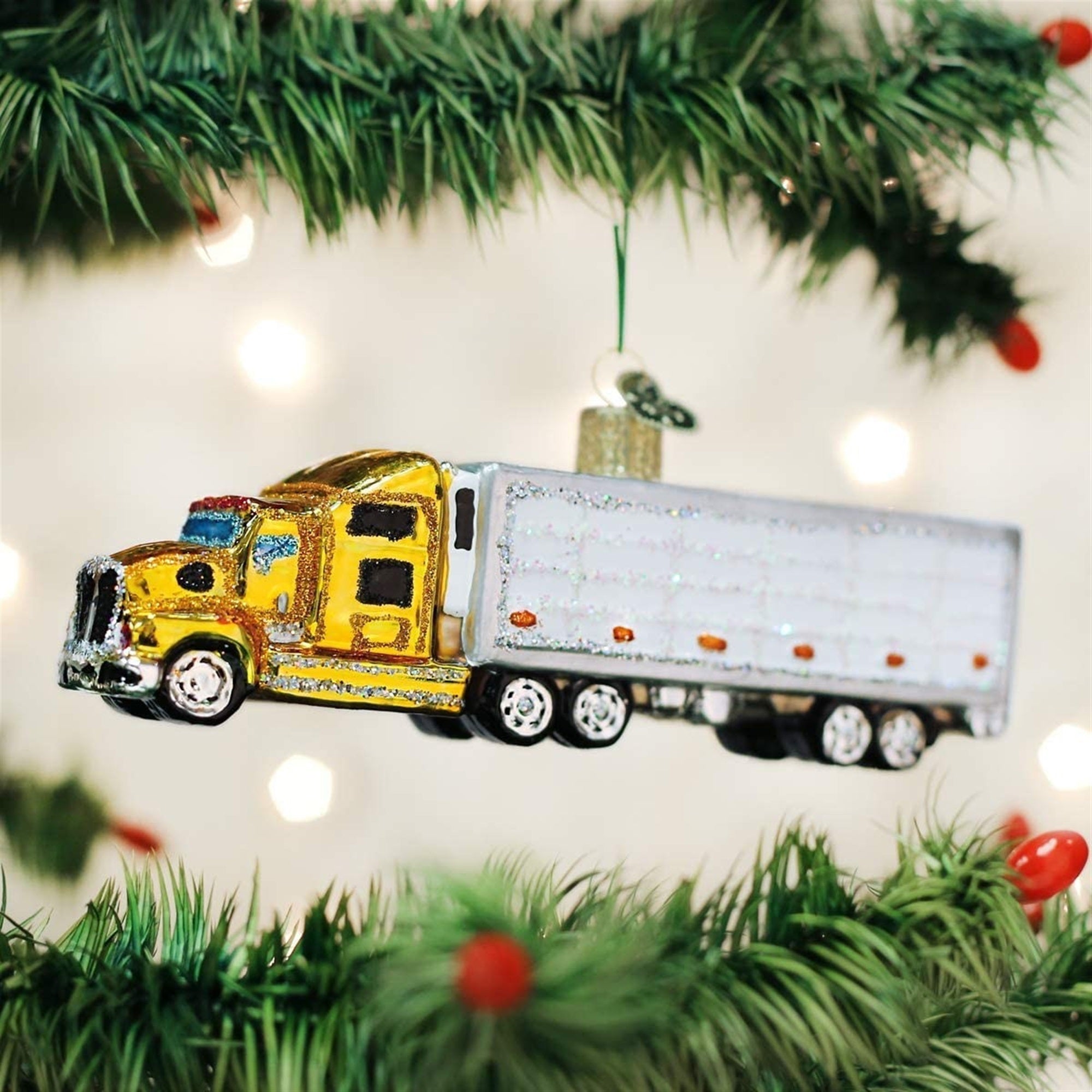 Old World Christmas Semi Truck Handcrafted Hanging Tree Ornament