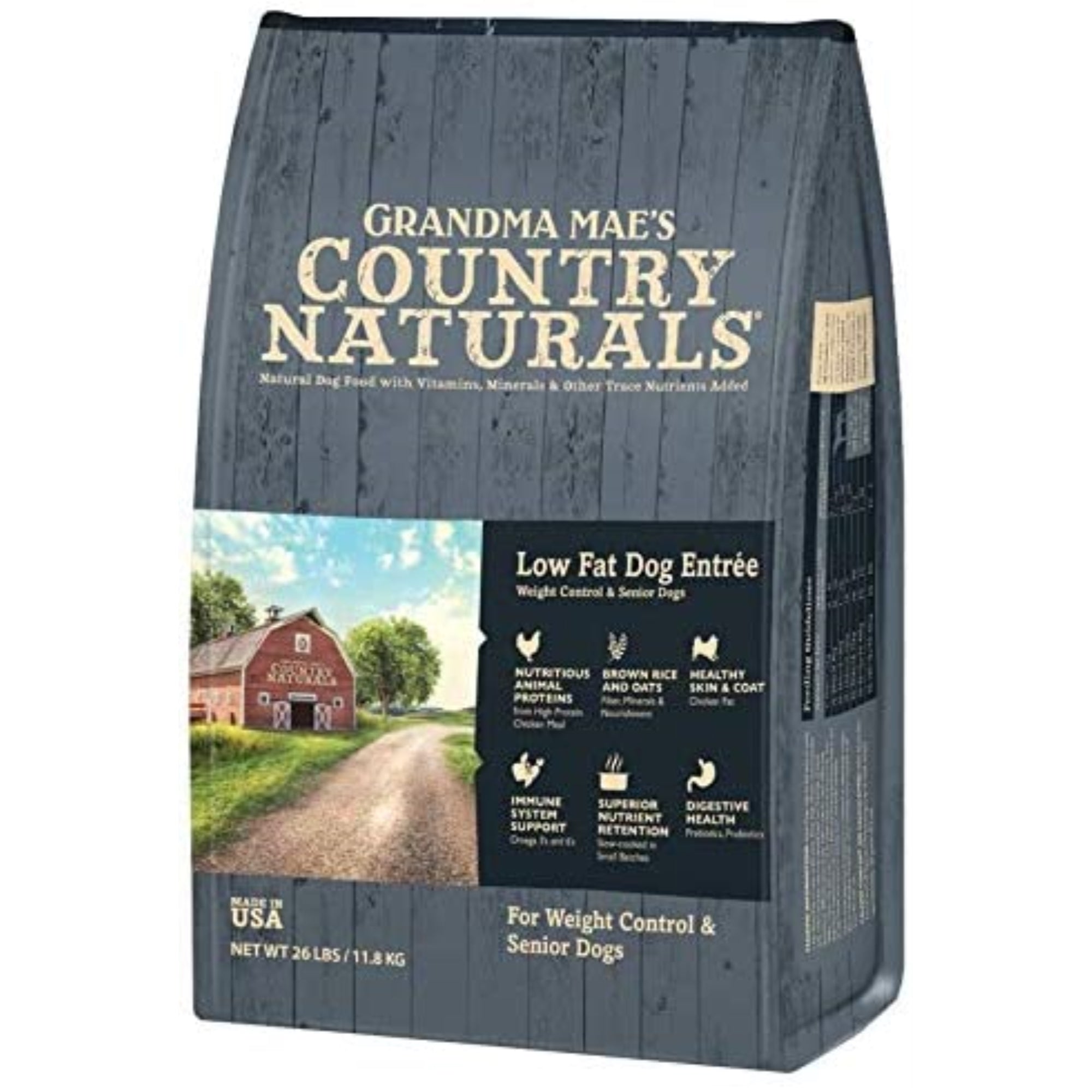 Grandma Mae’s Country Naturals Low-Fat Entrée with Meat & Brown Rice Dog Food, 14 LB
